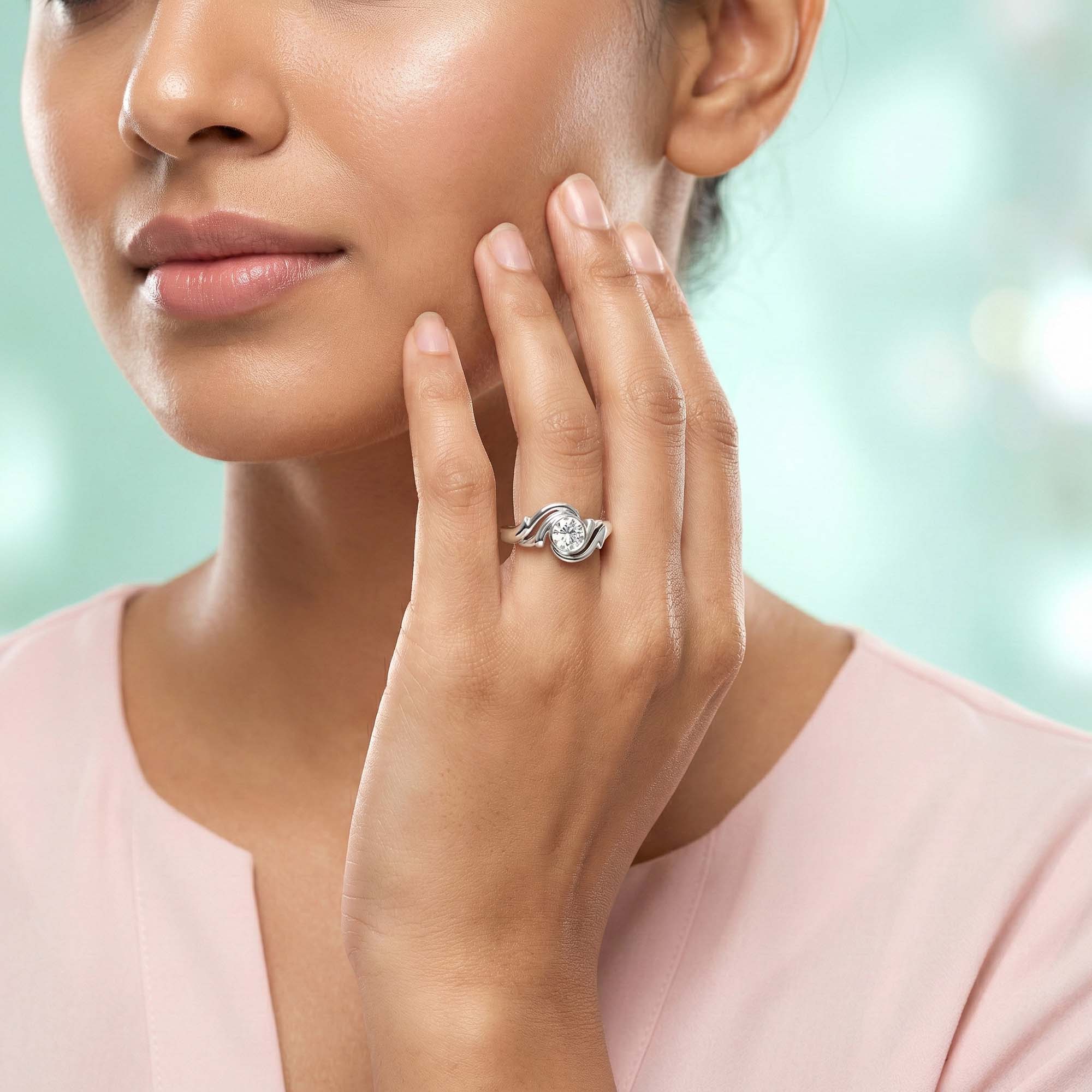 Lab-Grown Diamond Solitaire Ring for Women in 18K White Gold – 0.25 Ct Round, 3 g (Design K10-2-BBZAA) thumbnail