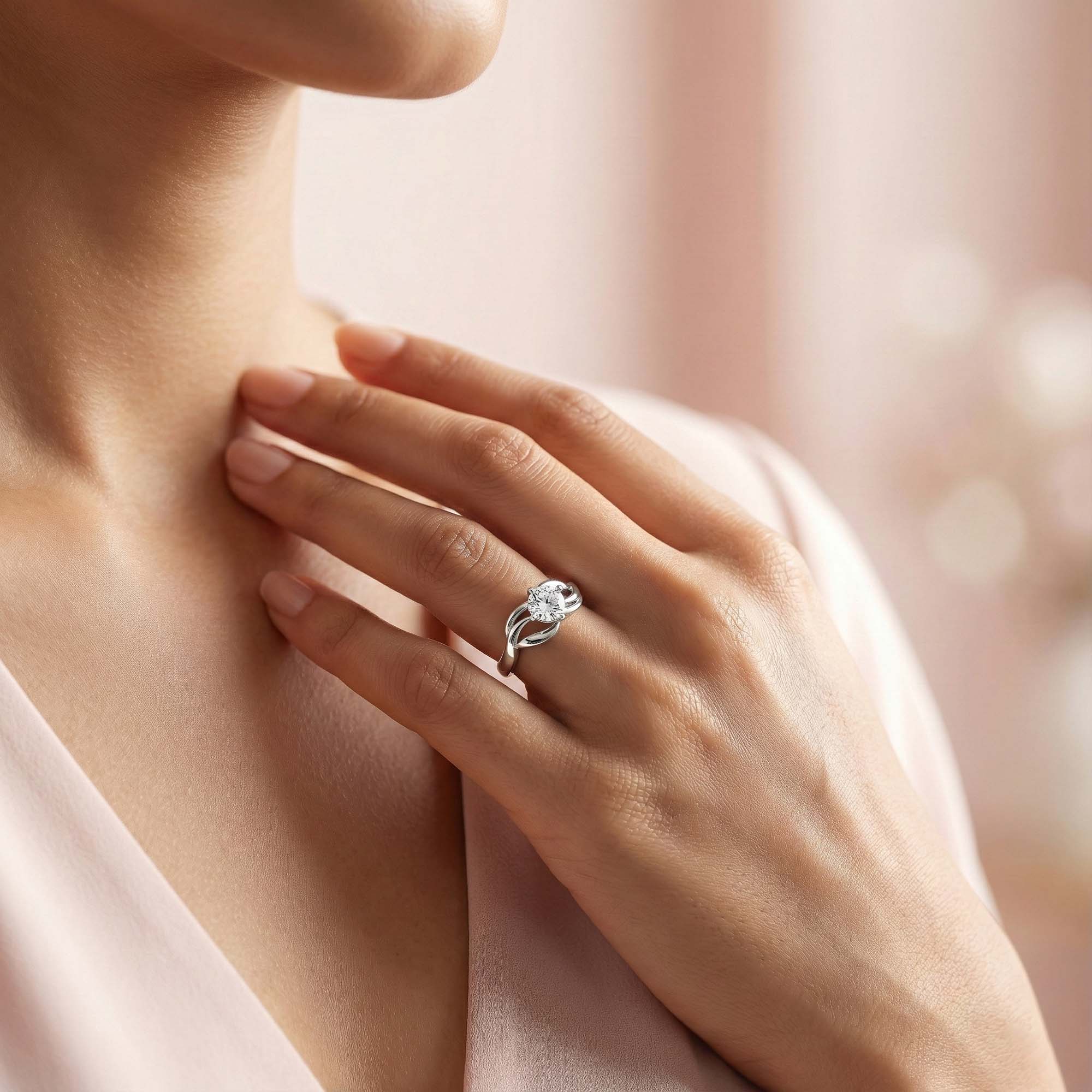 Lab-Grown Diamond Solitaire Ring for Women in 18K White Gold – 0.25 Ct Round, 3 g (Design K10-4-APGAA) thumbnail