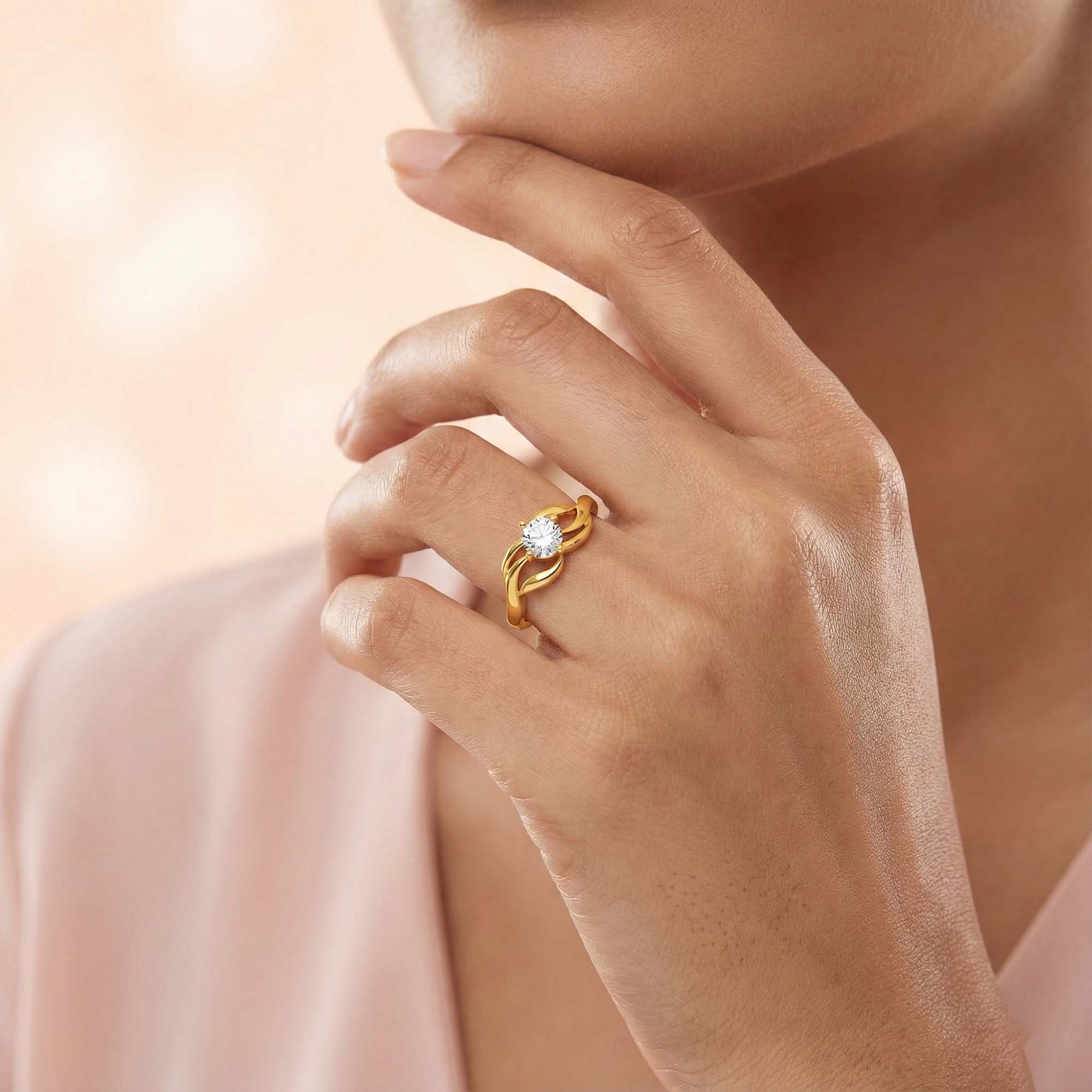 Lab-Grown Diamond Solitaire Ring for Women in 22K Yellow Gold – 0.25 Ct Round, 3 g (Design K10-4-APGAA) thumbnail