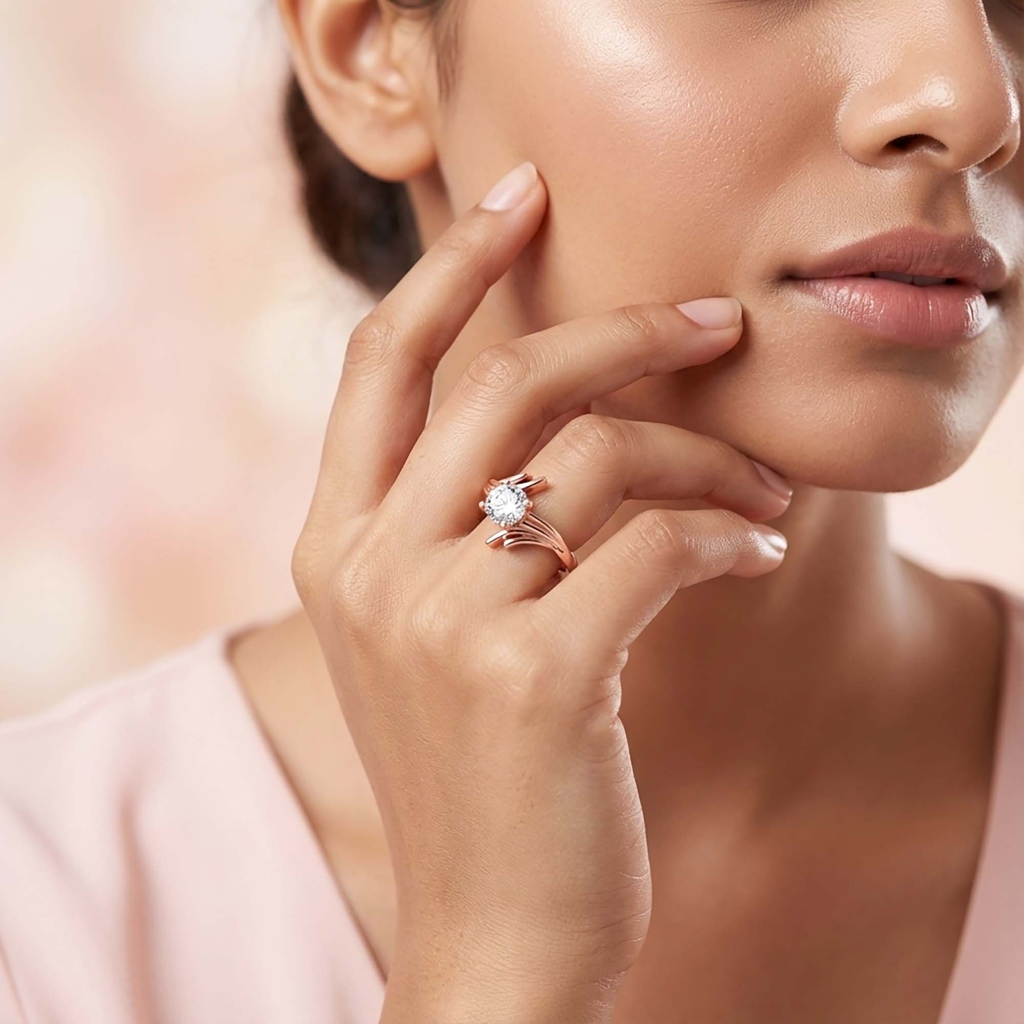 Lab-Grown Diamond Solitaire Ring for Women in 18K Rose Gold – 0.25 Ct Round, 3 g (Design K10-5-APGAA) thumbnail