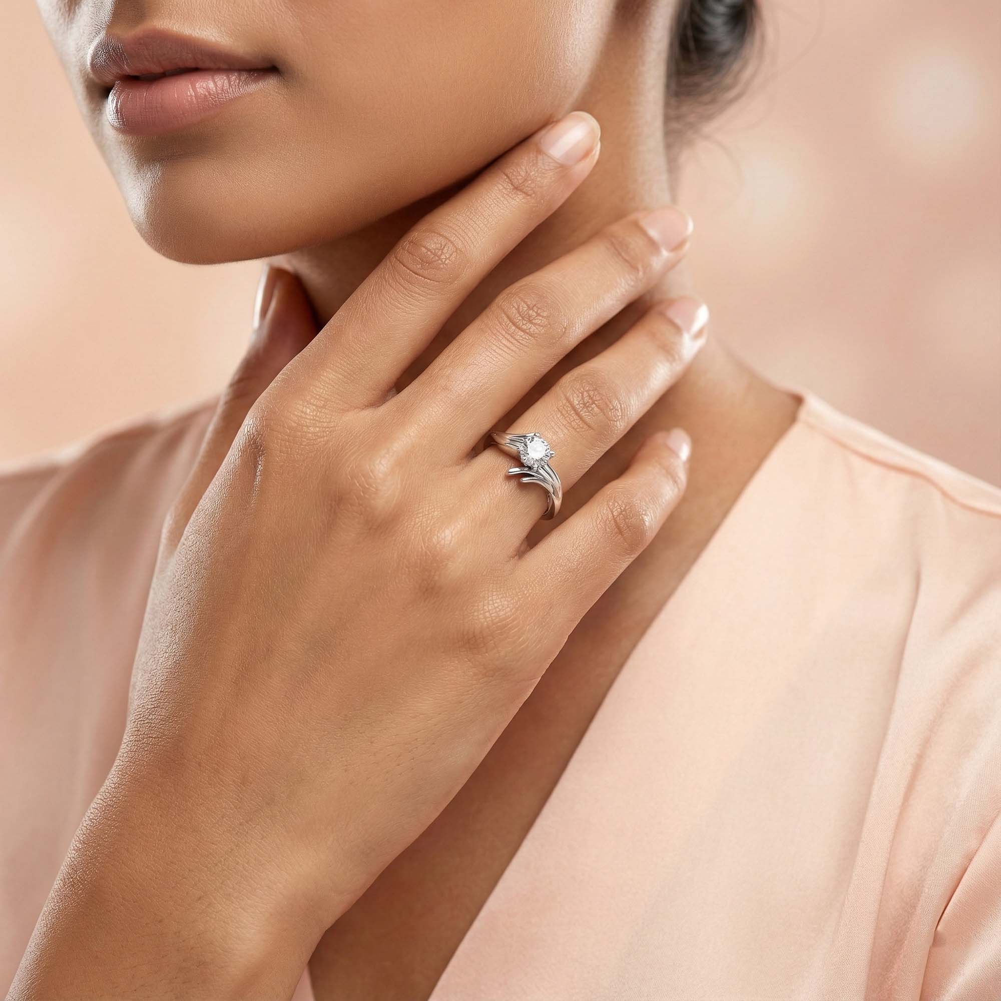 Lab-Grown Diamond Solitaire Ring for Women in 18K White Gold – 0.25 Ct Round, 3 g (Design K10-5-APGAA) thumbnail
