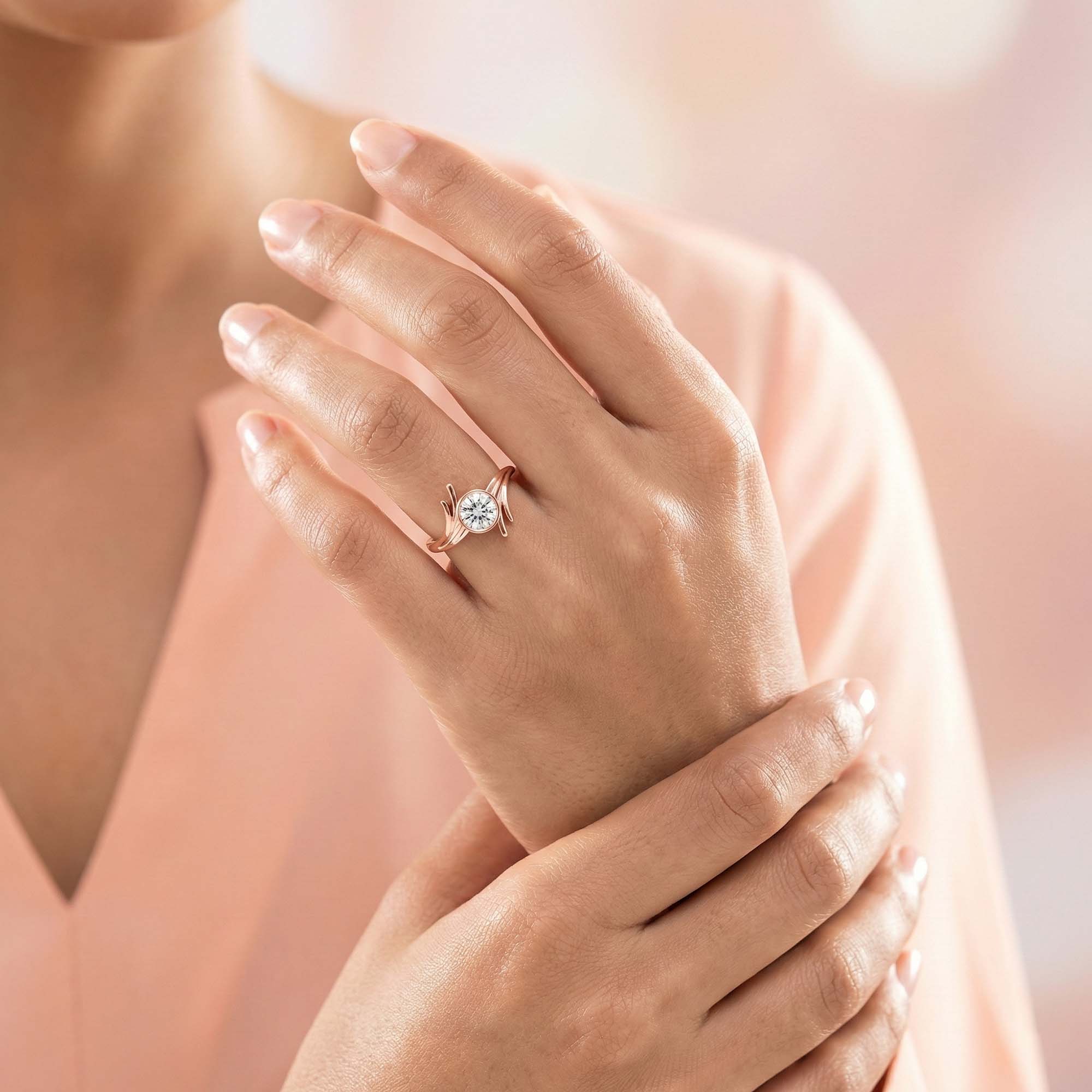 Lab-Grown Diamond Solitaire Ring for Women in 18K Rose Gold – 0.25 Ct Round, 3 g (Design K10-5-BBZAA) thumbnail