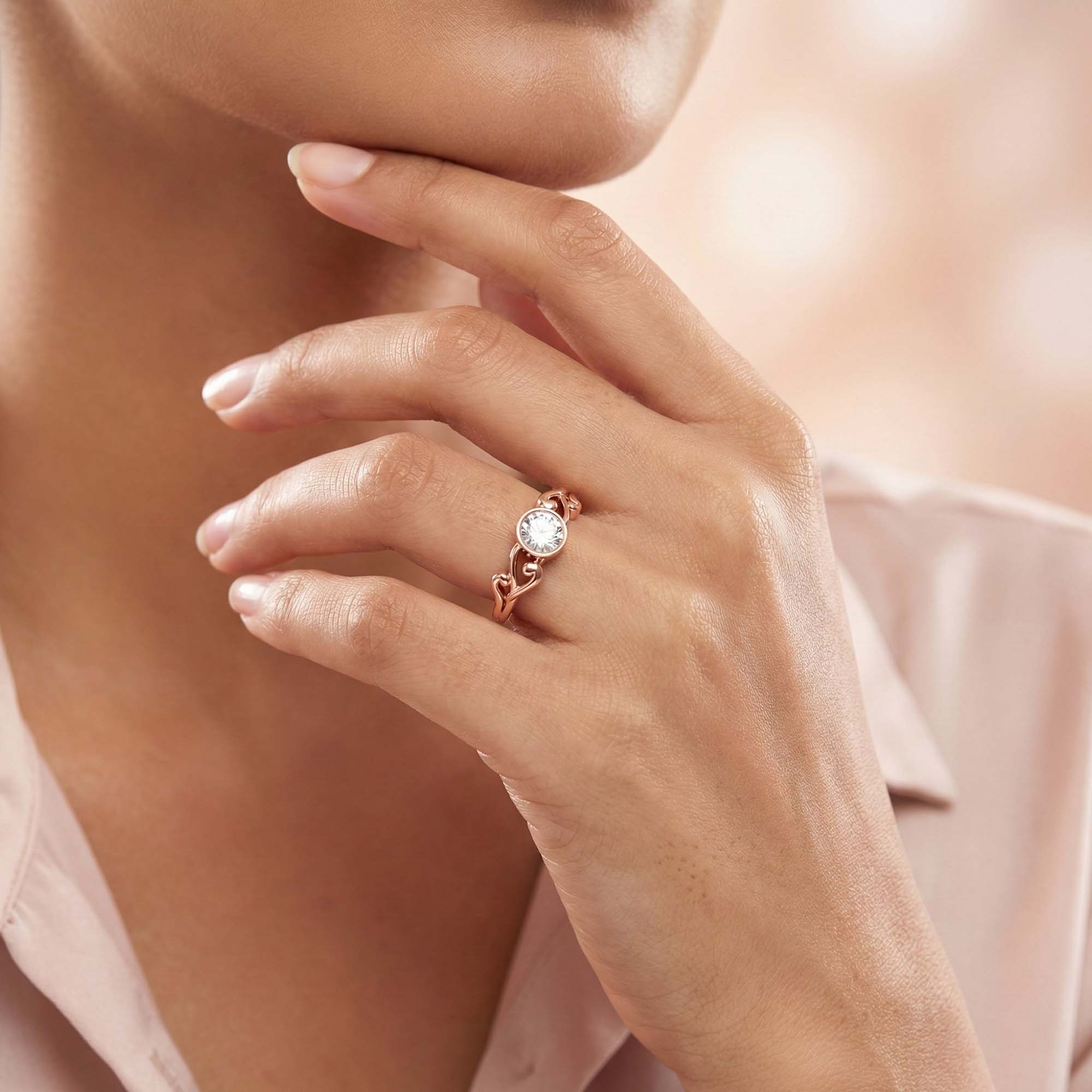 Lab-Grown Diamond Solitaire Ring for Women in 18K Rose Gold – 0.25 Ct Round, 3 g (Design K10-6-BBZAA) thumbnail