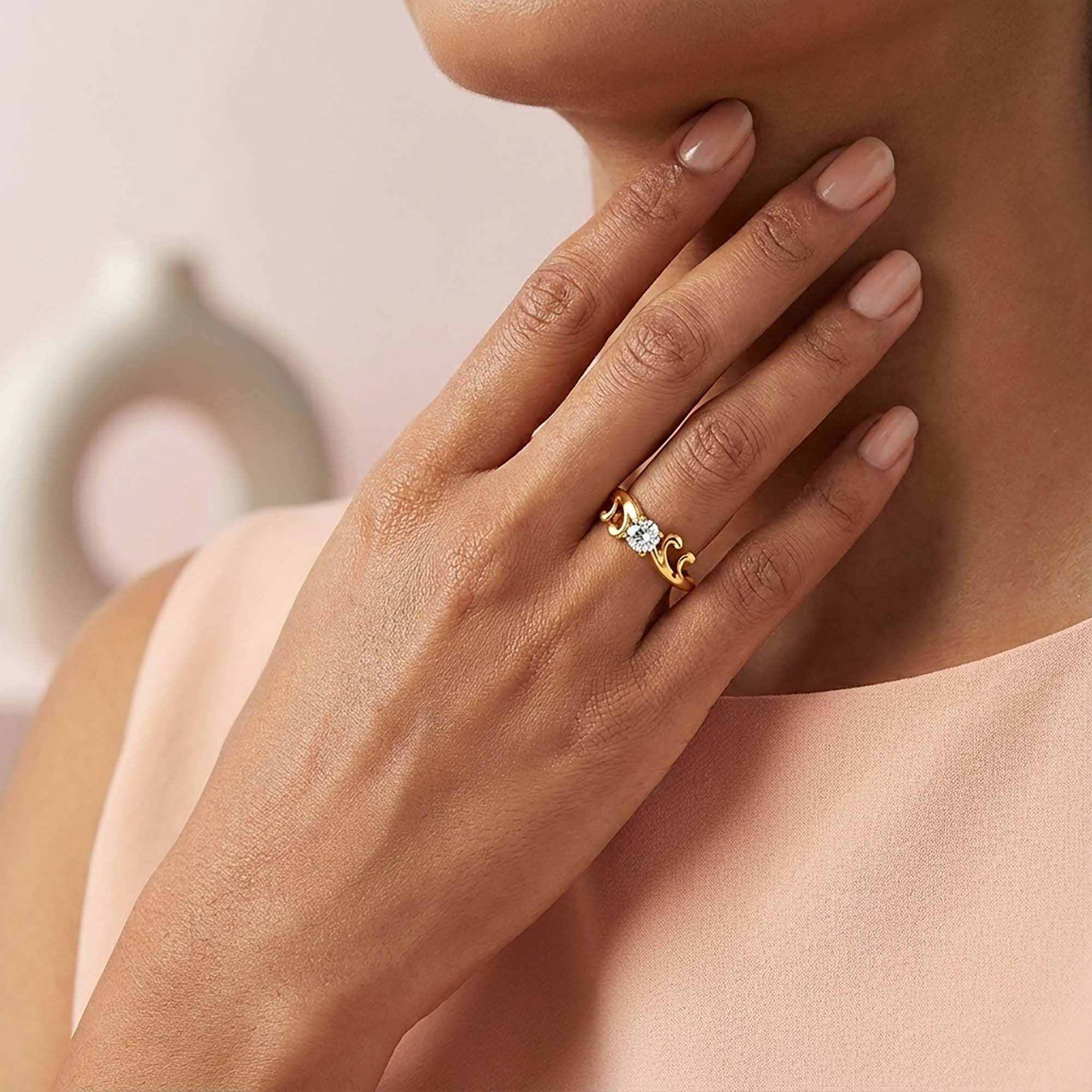 Lab-Grown Diamond Solitaire Ring for Women in 22K Yellow Gold – 0.25 Ct Round, 3 g (Design K10-7-APGAA) thumbnail