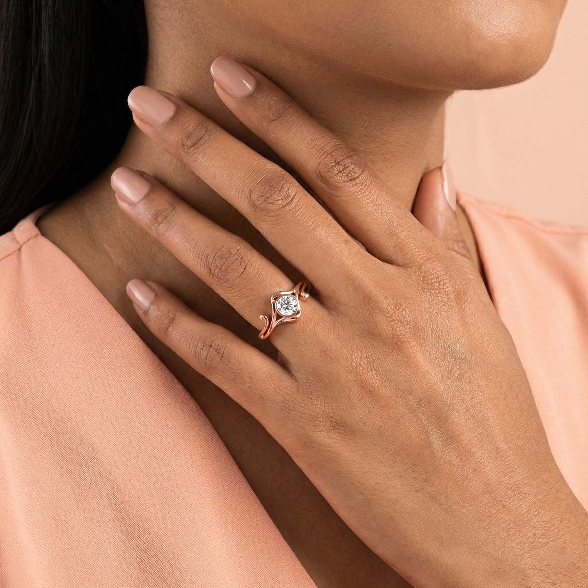 Lab-Grown Diamond Solitaire Ring for Women in 18K Rose Gold – 0.25 Ct Round, 3 g (Design K10-9-BBZAA) thumbnail