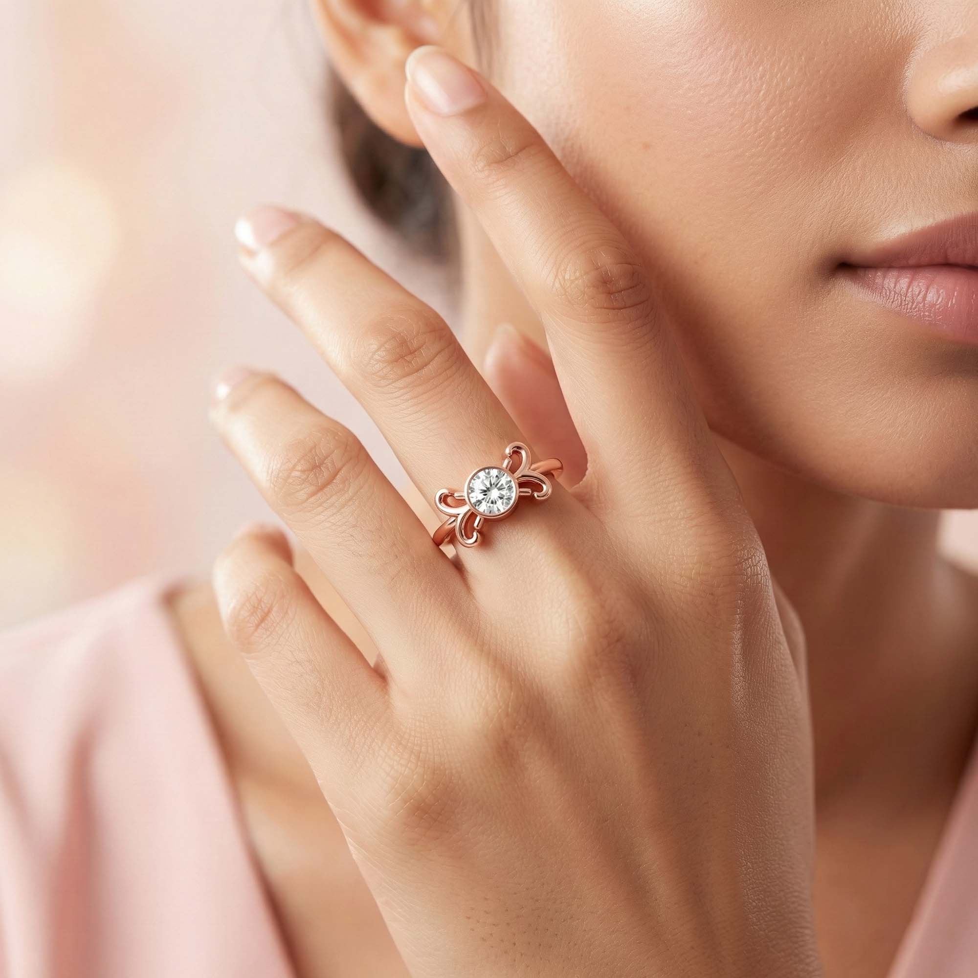 Lab-Grown Diamond Solitaire Ring for Women in 18K Rose Gold – 0.25 Ct Round, 3 g (Design K10-10-BBZAA) thumbnail