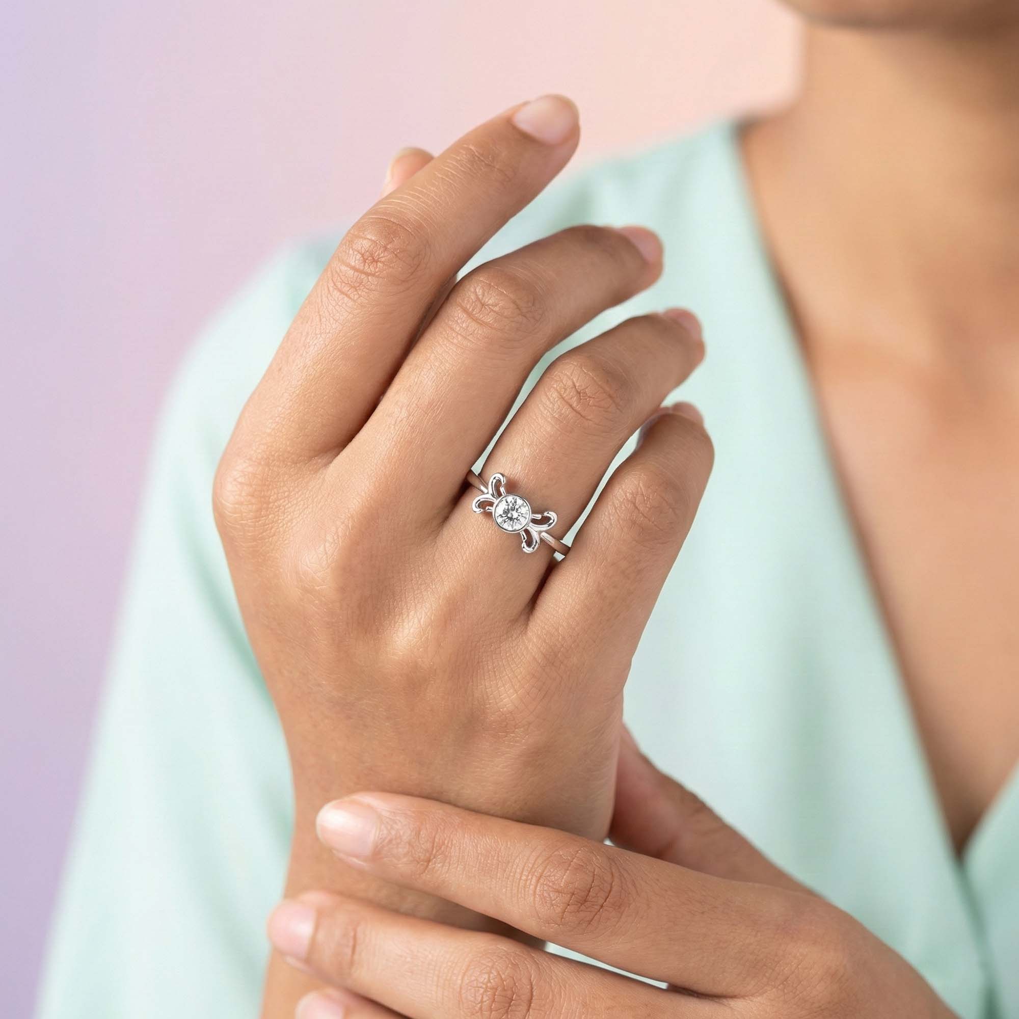 Lab-Grown Diamond Solitaire Ring for Women in 18K White Gold – 0.25 Ct Round, 3 g (Design K10-10-BBZAA) thumbnail