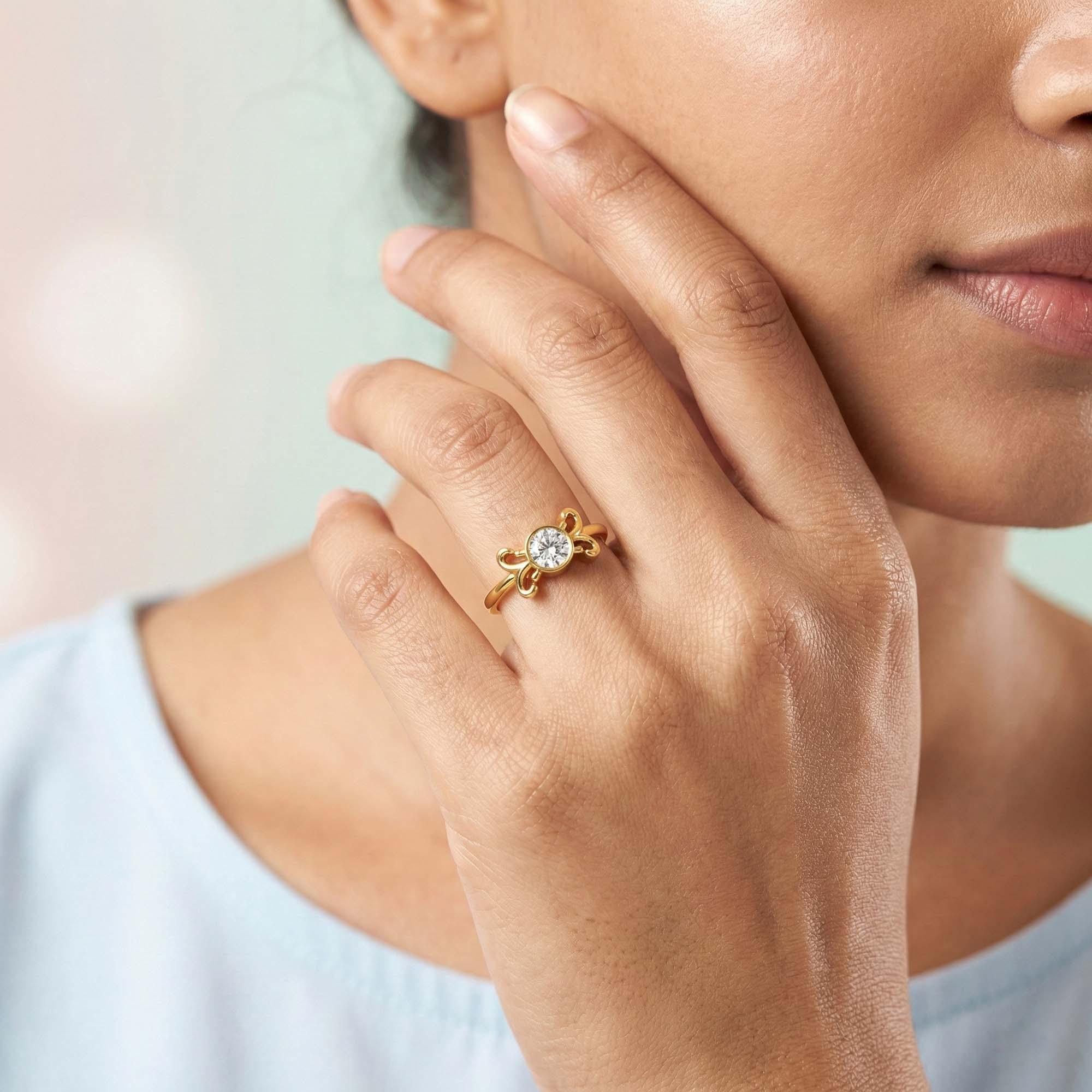 Lab-Grown Diamond Solitaire Ring for Women in 22K Yellow Gold – 0.25 Ct Round, 3 g (Design K10-10-BBZAA) thumbnail