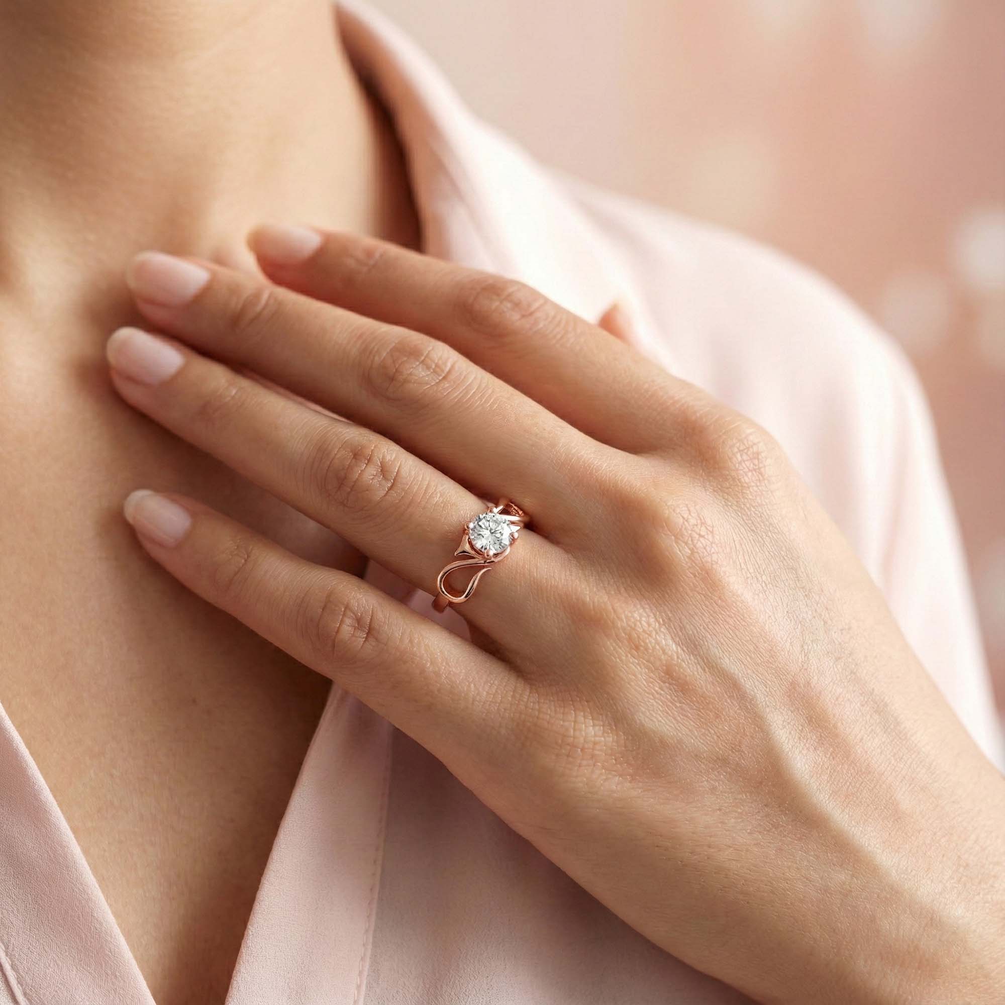 Lab-Grown Diamond Solitaire Ring for Women in 18K Rose Gold – 0.25 Ct Round, 3 g (Design K10-11-APGAA) thumbnail