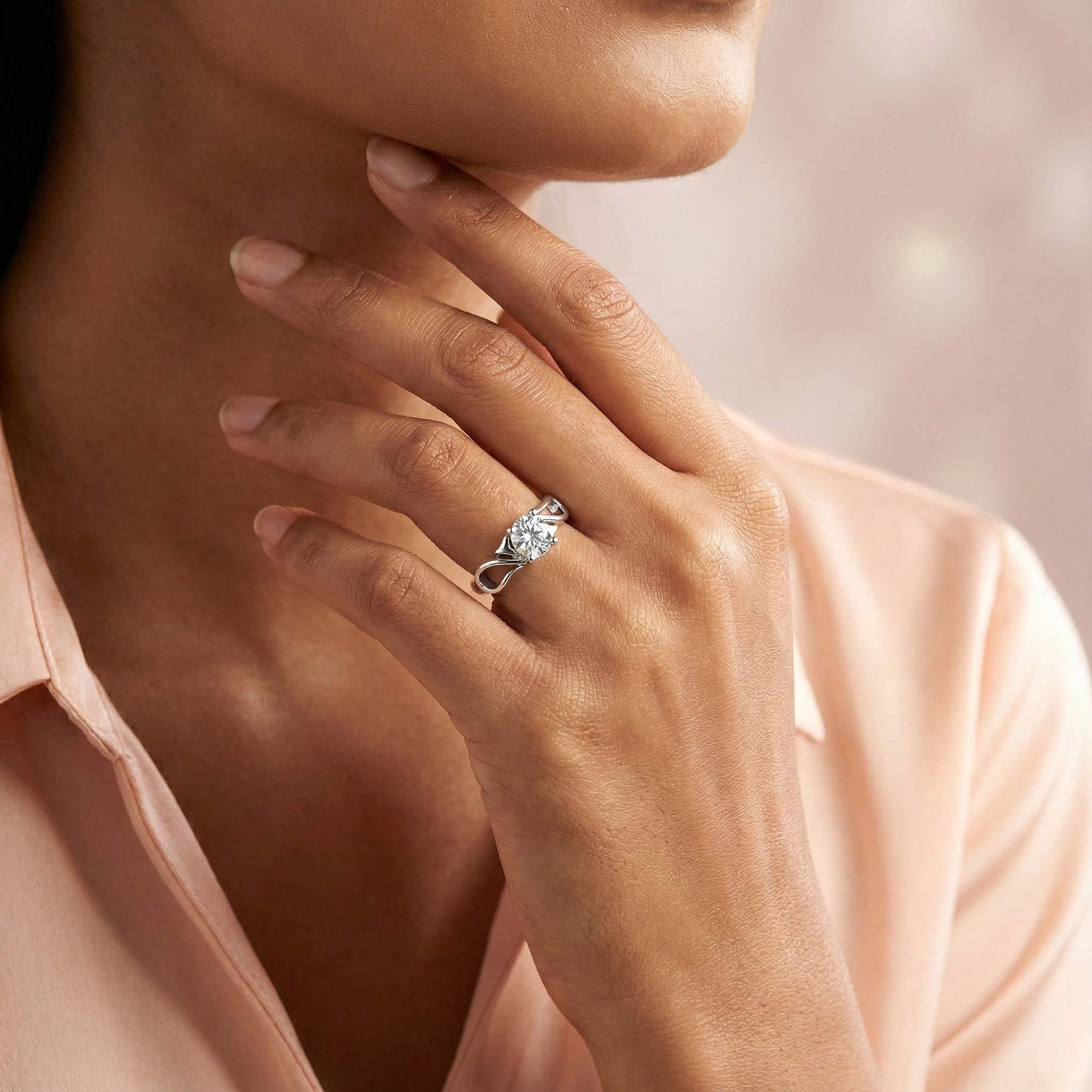Lab-Grown Diamond Solitaire Ring for Women in 18K White Gold – 0.25 Ct Round, 3 g (Design K10-11-APGAA) thumbnail
