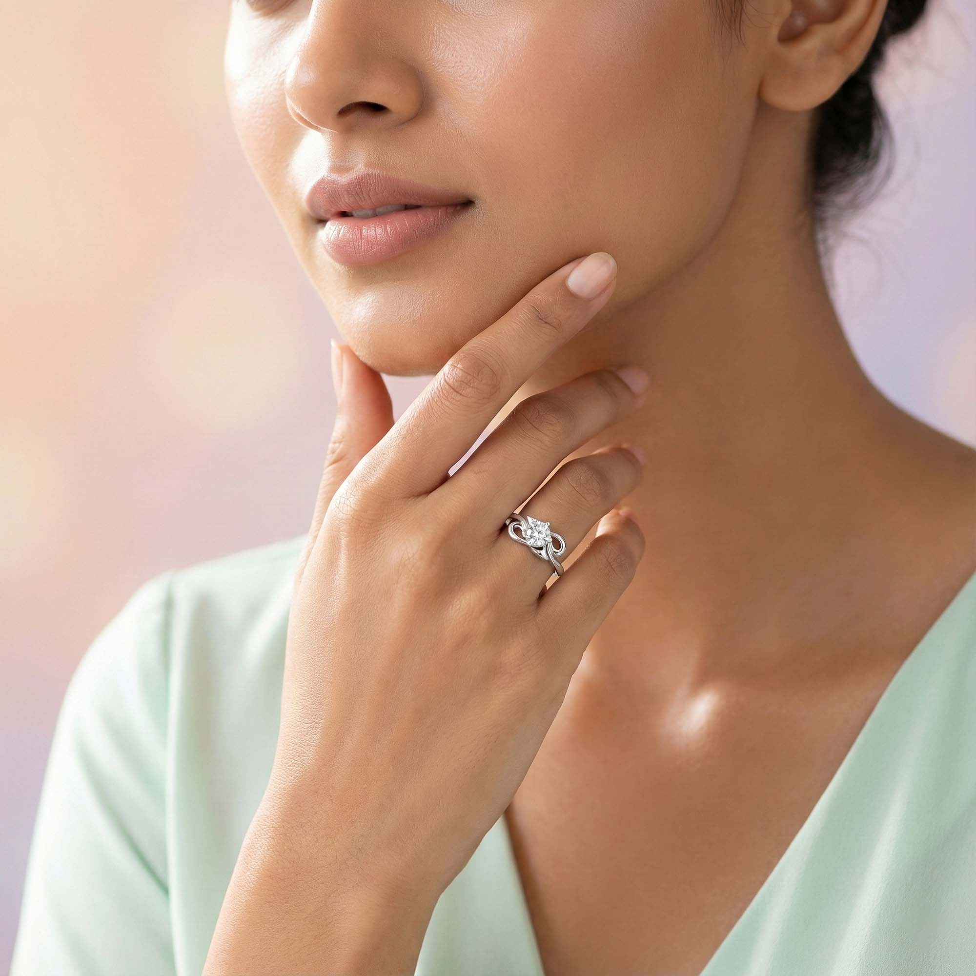 Lab-Grown Diamond Solitaire Ring for Women in 18K White Gold – 0.25 Ct Round, 3 g (Design K10-12-APGAA) thumbnail