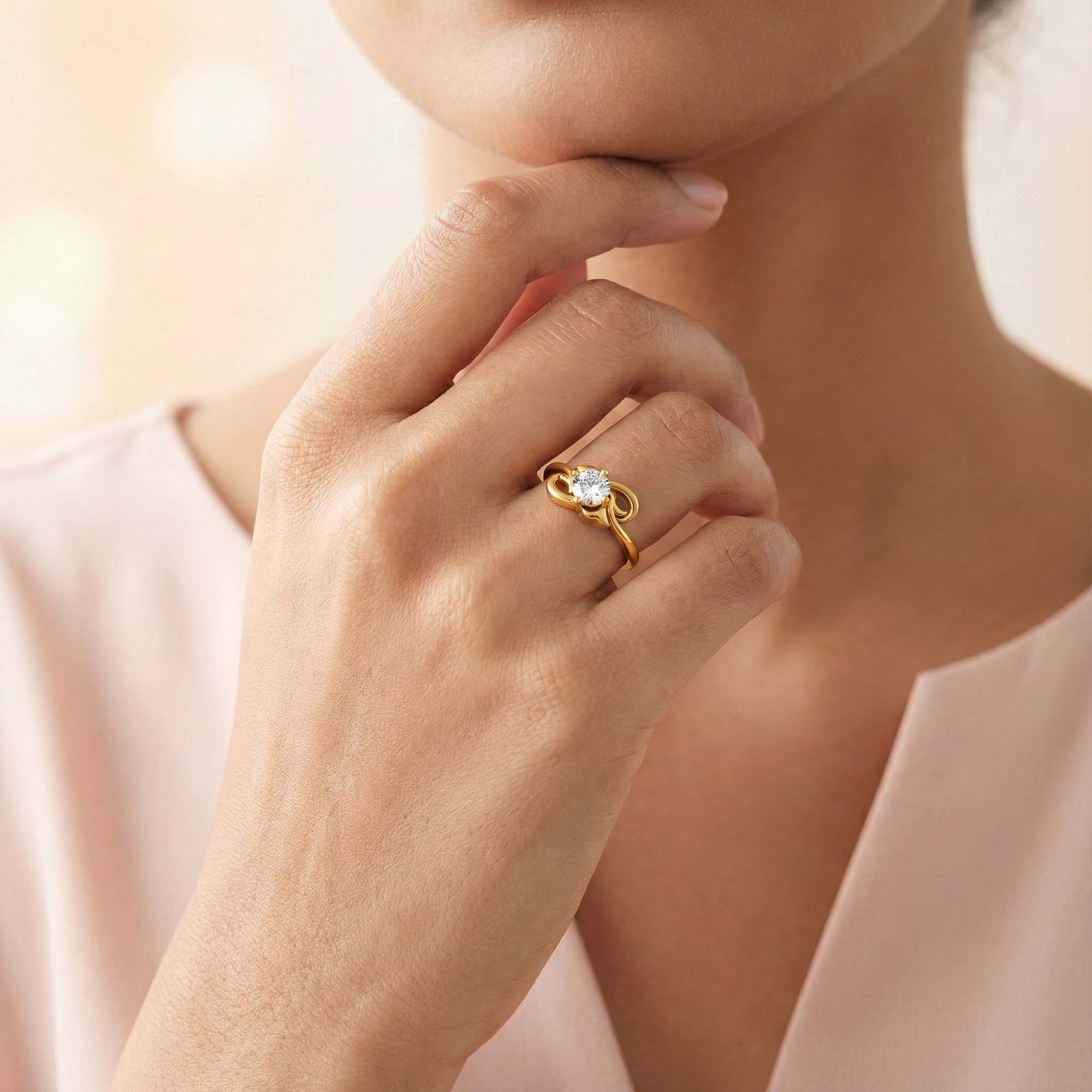 Lab-Grown Diamond Solitaire Ring for Women in 22K Yellow Gold – 0.25 Ct Round, 3 g (Design K10-12-APGAA) thumbnail