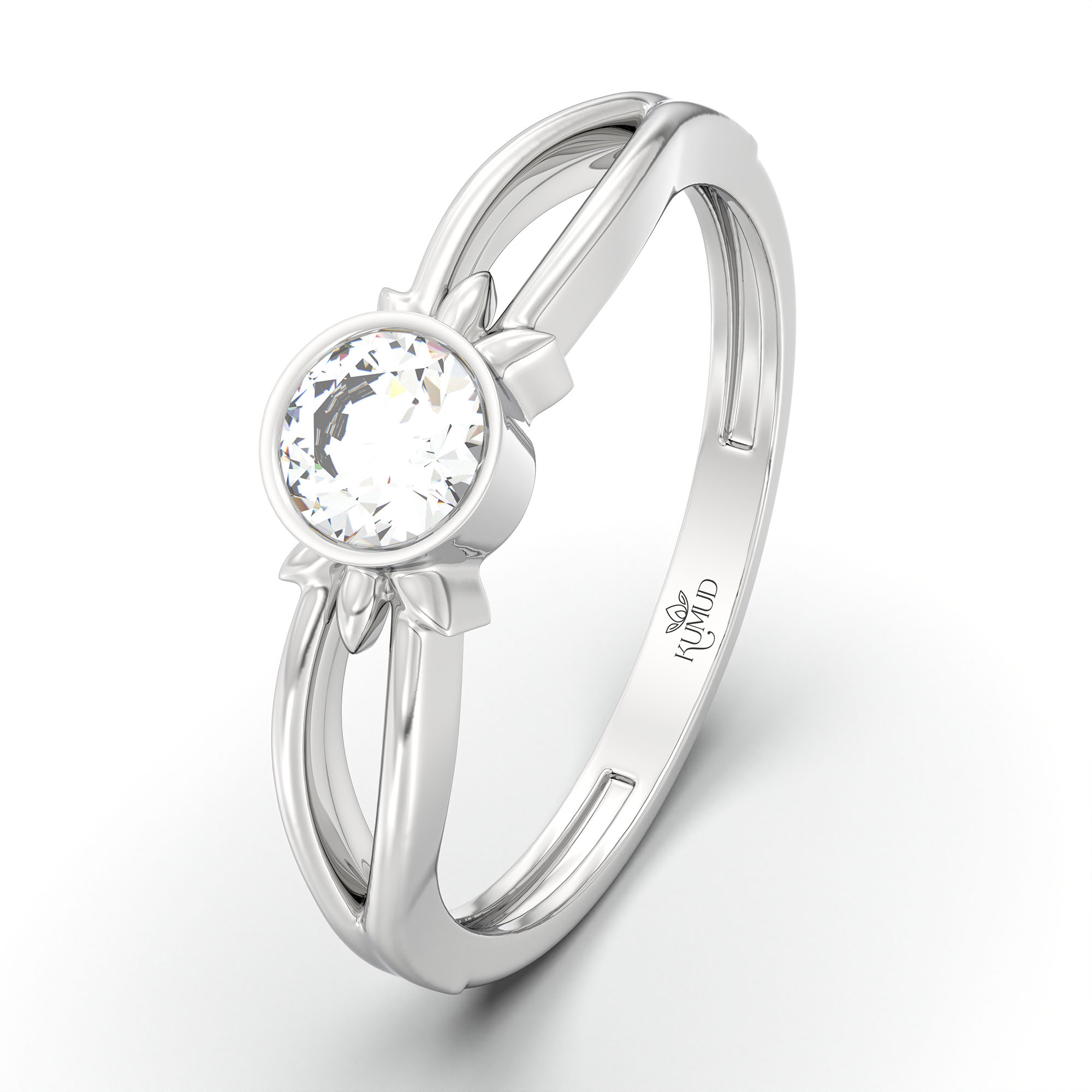 Lab-Grown Diamond Solitaire Ring for Women in 18K White Gold – 0.25 Ct Round, 3 g (Design K10-14-BBZAA) thumbnail