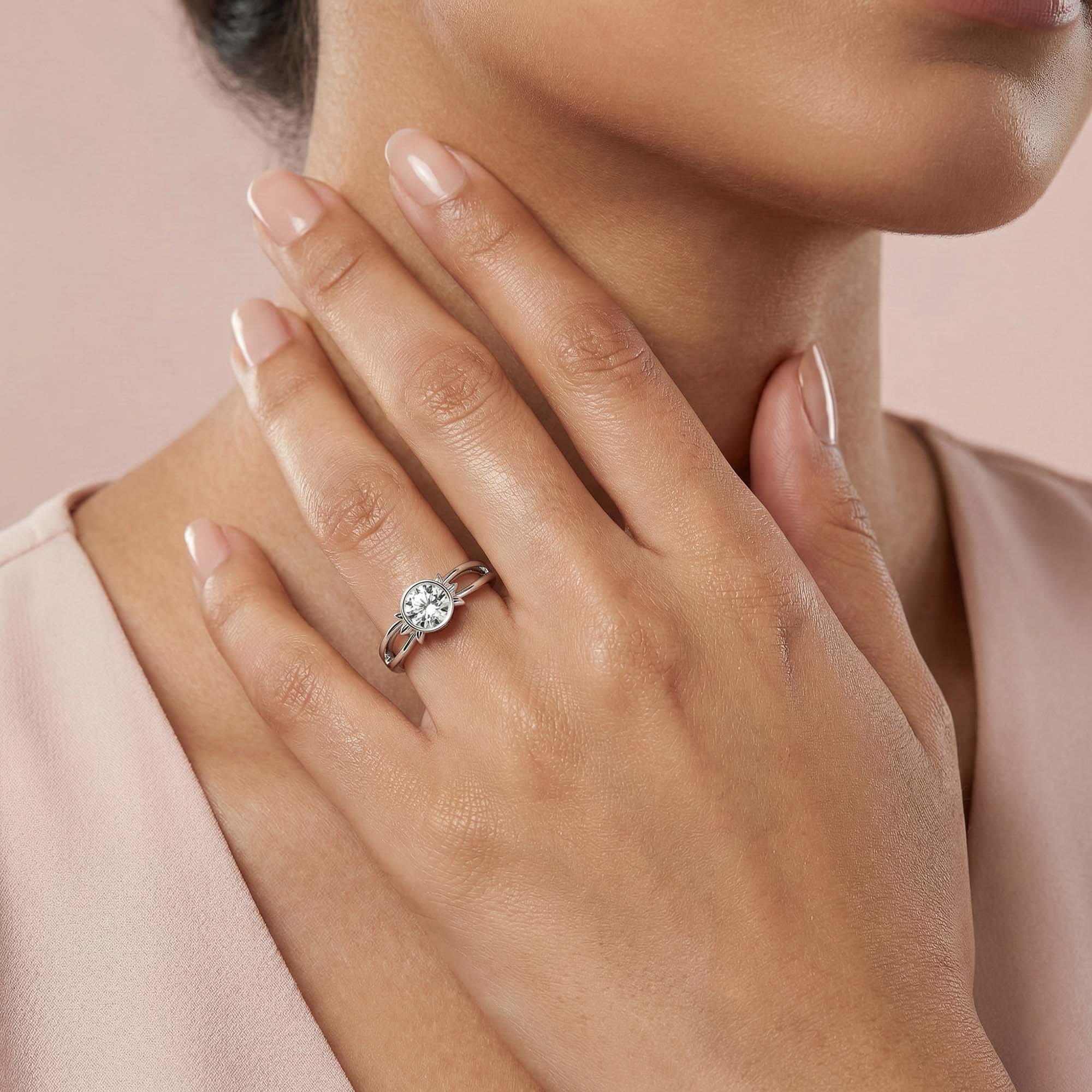 Lab-Grown Diamond Solitaire Ring for Women in 18K White Gold – 0.25 Ct Round, 3 g (Design K10-14-BBZAA) thumbnail