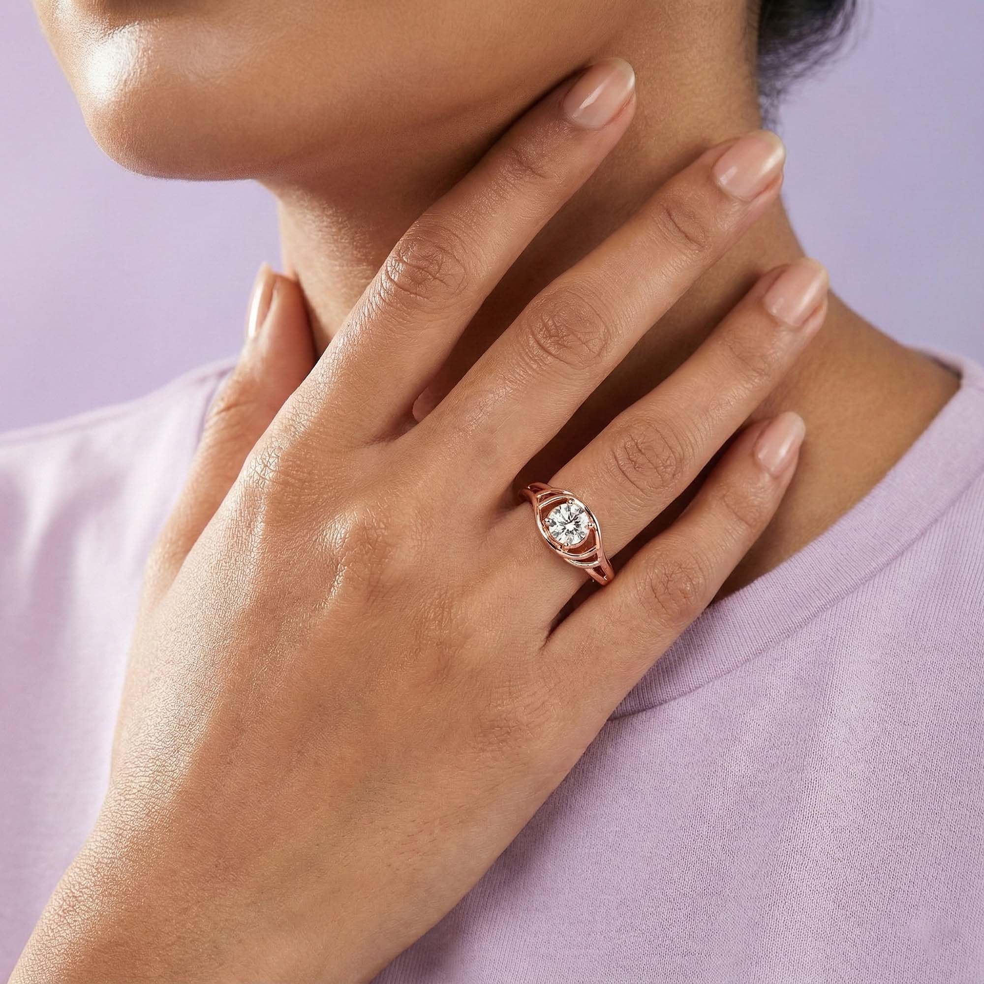 Lab-Grown Diamond Solitaire Ring for Women in 18K Rose Gold – 0.25 Ct Round, 3 g (Design K10-15-APGAA) thumbnail