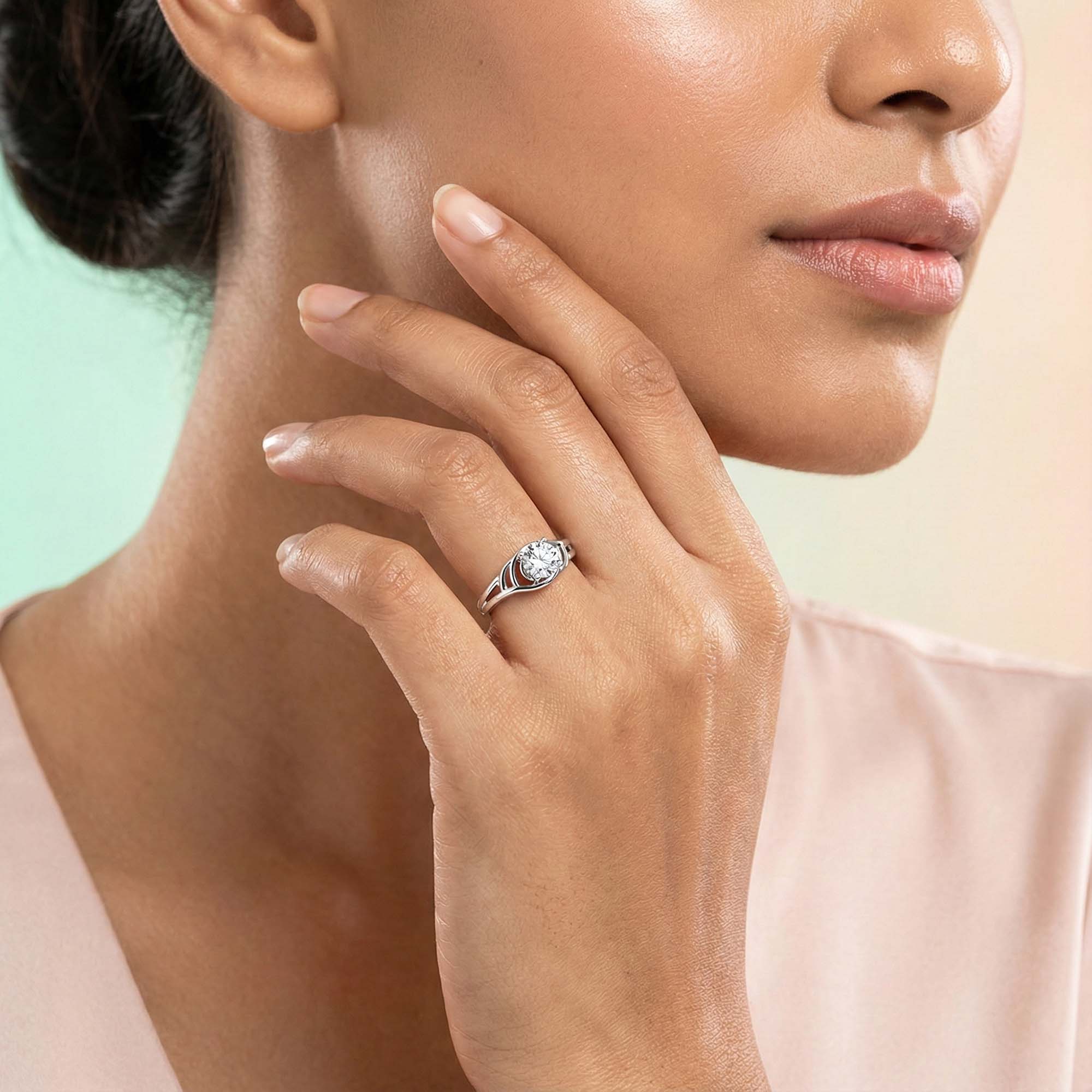 Lab-Grown Diamond Solitaire Ring for Women in 18K White Gold – 0.25 Ct Round, 3 g (Design K10-15-APGAA) thumbnail