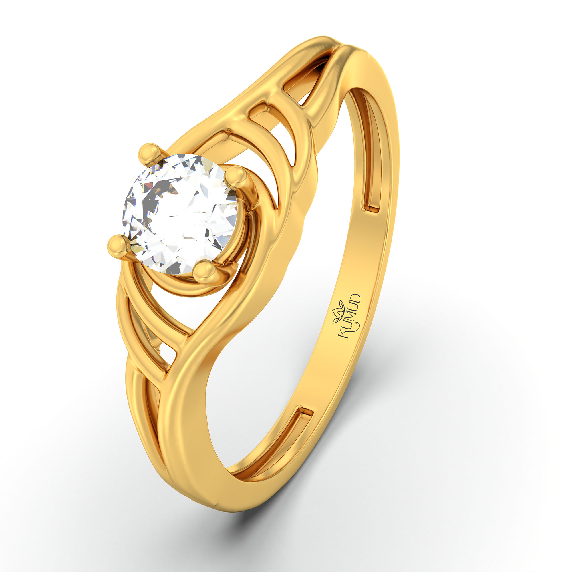 Lab-Grown Diamond Solitaire Ring for Women in 22K Yellow Gold – 0.25 Ct Round, 3 g (Design K10-15-APGAA) thumbnail