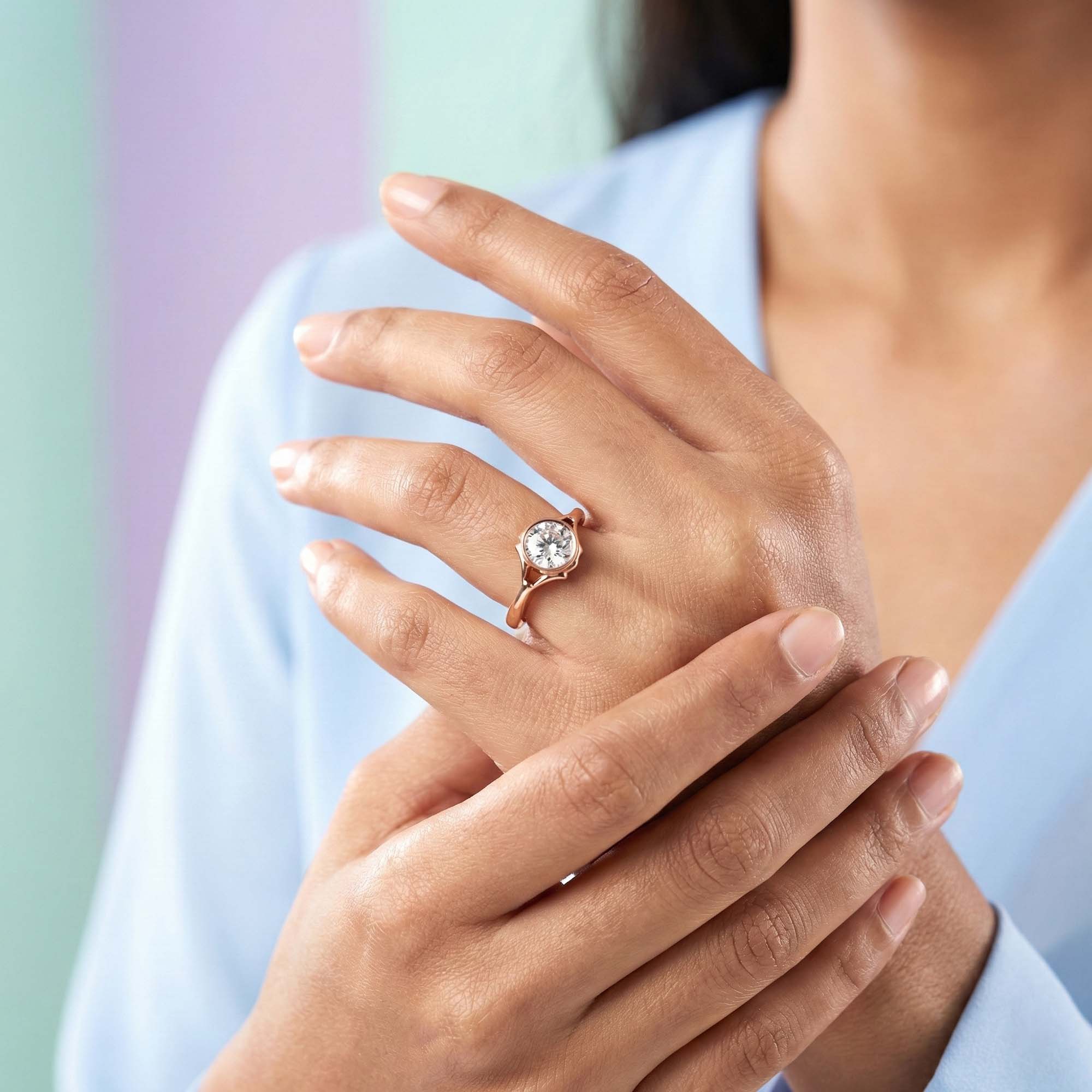 Lab-Grown Diamond Solitaire Ring for Women in 18K Rose Gold – 0.25 Ct Round, 3 g (Design K10-16-BBZAA) thumbnail
