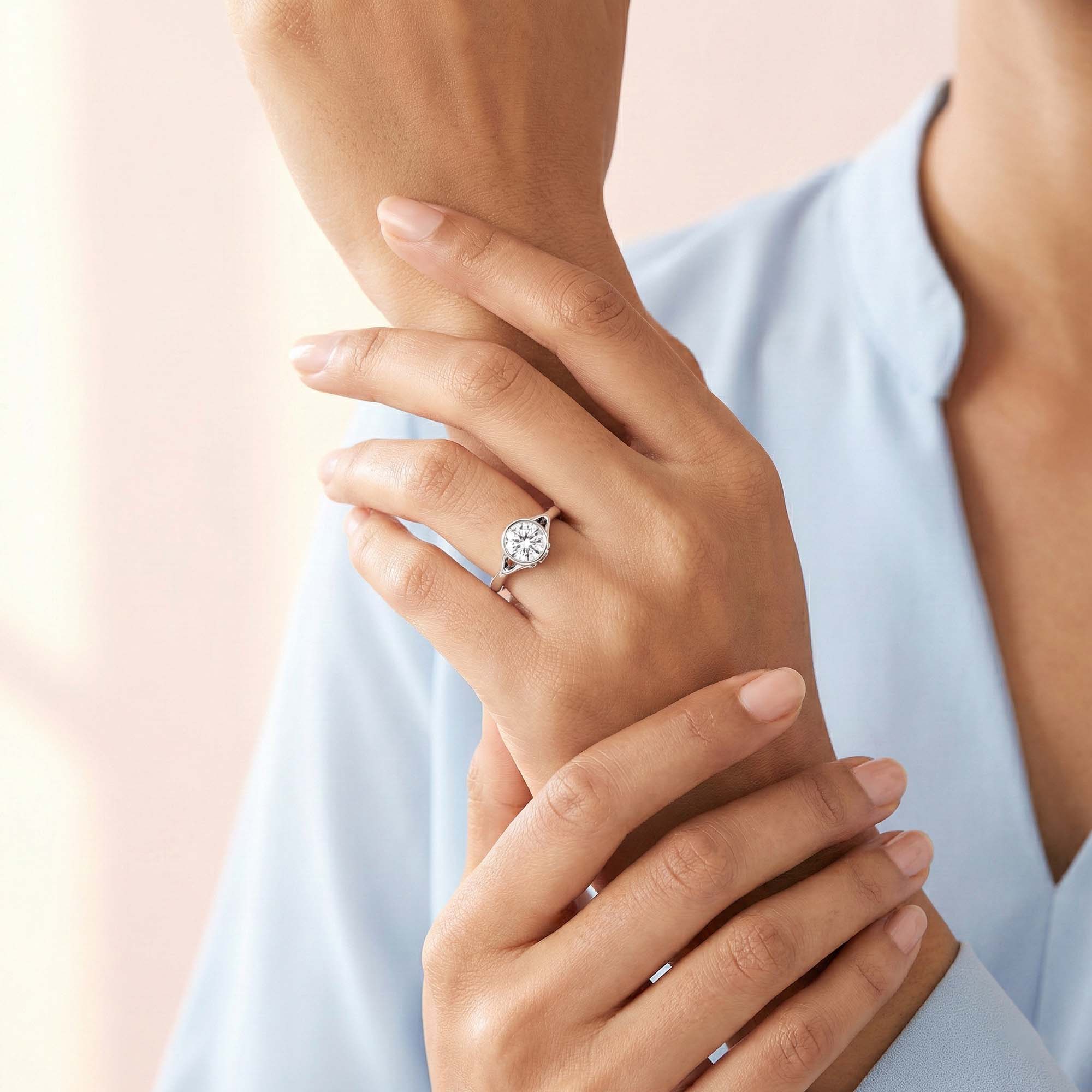 Lab-Grown Diamond Solitaire Ring for Women in 18K White Gold – 0.25 Ct Round, 3 g (Design K10-16-BBZAA) thumbnail