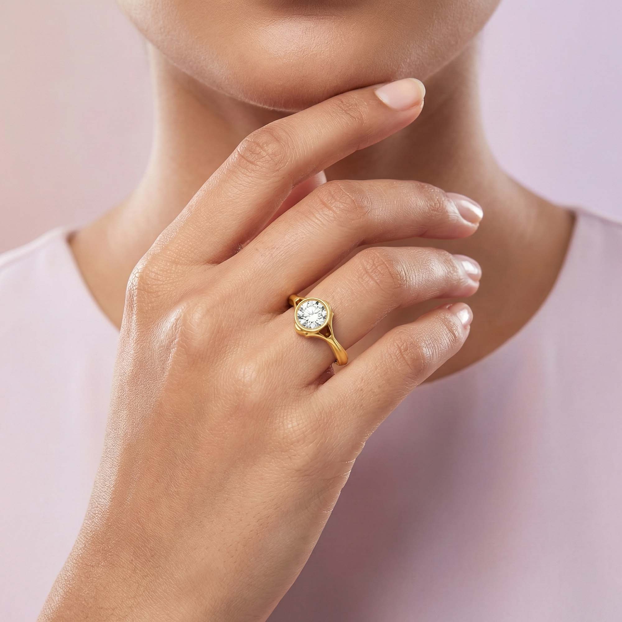 Lab-Grown Diamond Solitaire Ring for Women in 22K Yellow Gold – 0.25 Ct Round, 3 g (Design K10-16-BBZAA) thumbnail