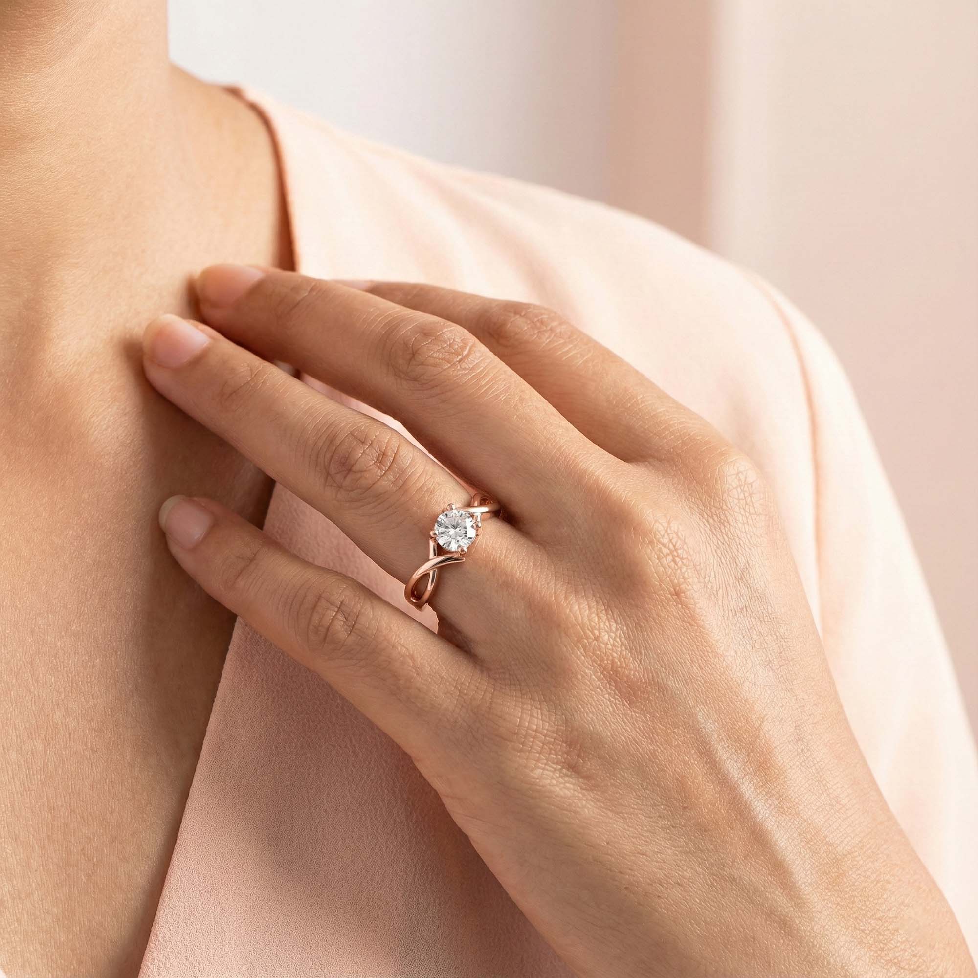 Lab-Grown Diamond Solitaire Ring for Women in 18K Rose Gold – 0.25 Ct Round, 3 g (Design K10-17-APGAA) thumbnail