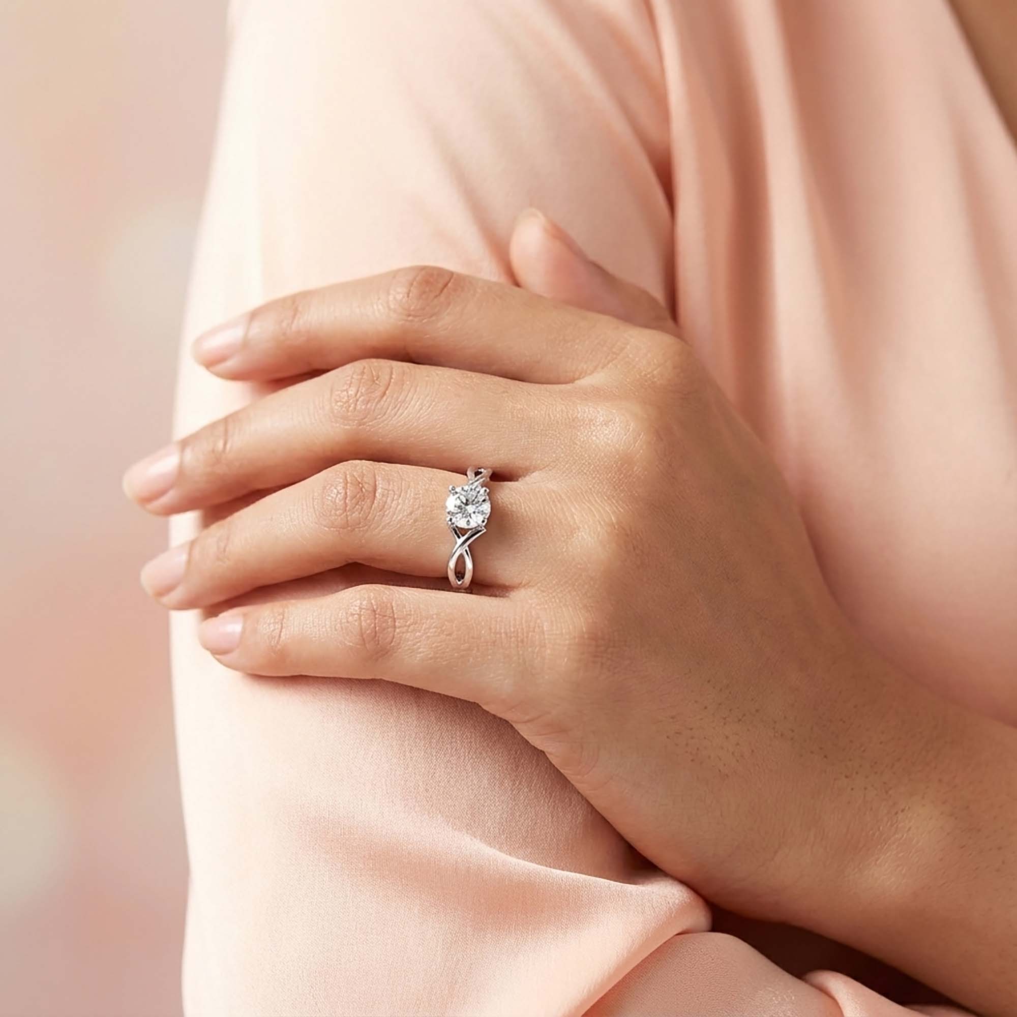 Lab-Grown Diamond Solitaire Ring for Women in 18K White Gold – 0.25 Ct Round, 3 g (Design K10-17-APGAA) thumbnail