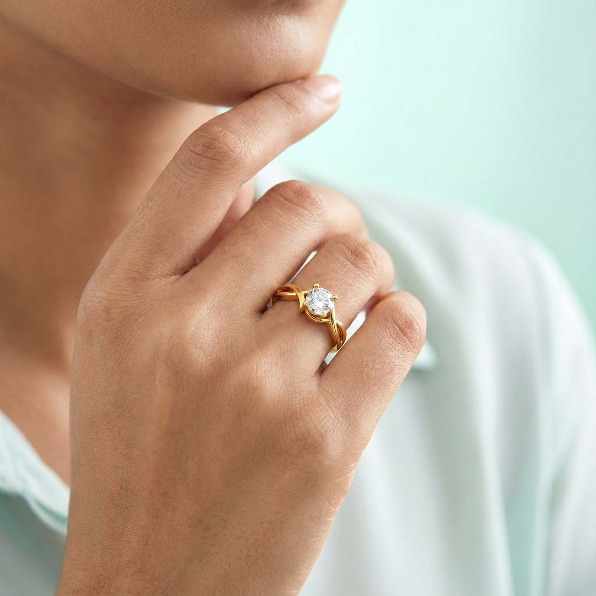 Lab-Grown Diamond Solitaire Ring for Women in 22K Yellow Gold – 0.25 Ct Round, 3 g (Design K10-17-APGAA) thumbnail