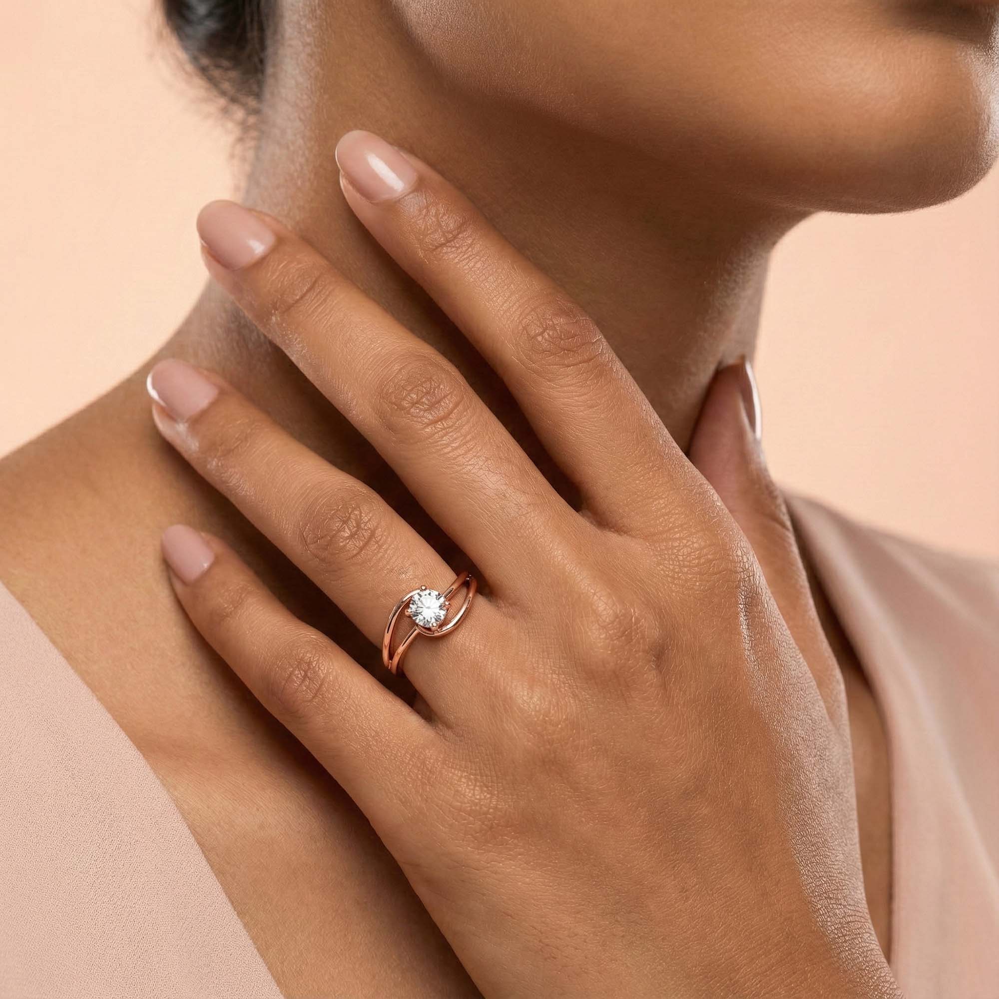 Lab-Grown Diamond Solitaire Ring for Women in 18K Rose Gold – 0.25 Ct Round, 3 g (Design K10-18-APGAA) thumbnail