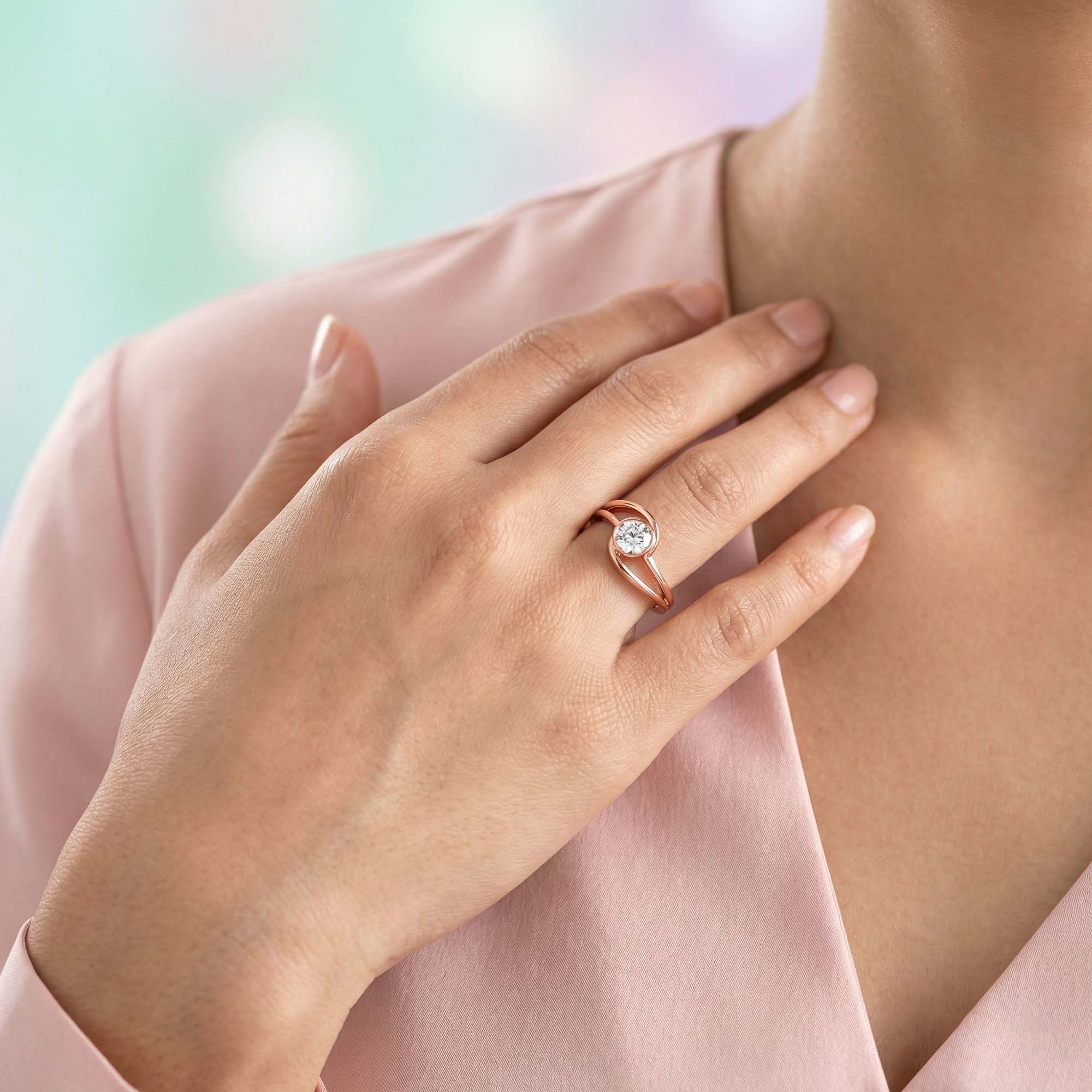Lab-Grown Diamond Solitaire Ring for Women in 18K Rose Gold – 0.25 Ct Round, 3 g (Design K10-18-BBZAA) thumbnail