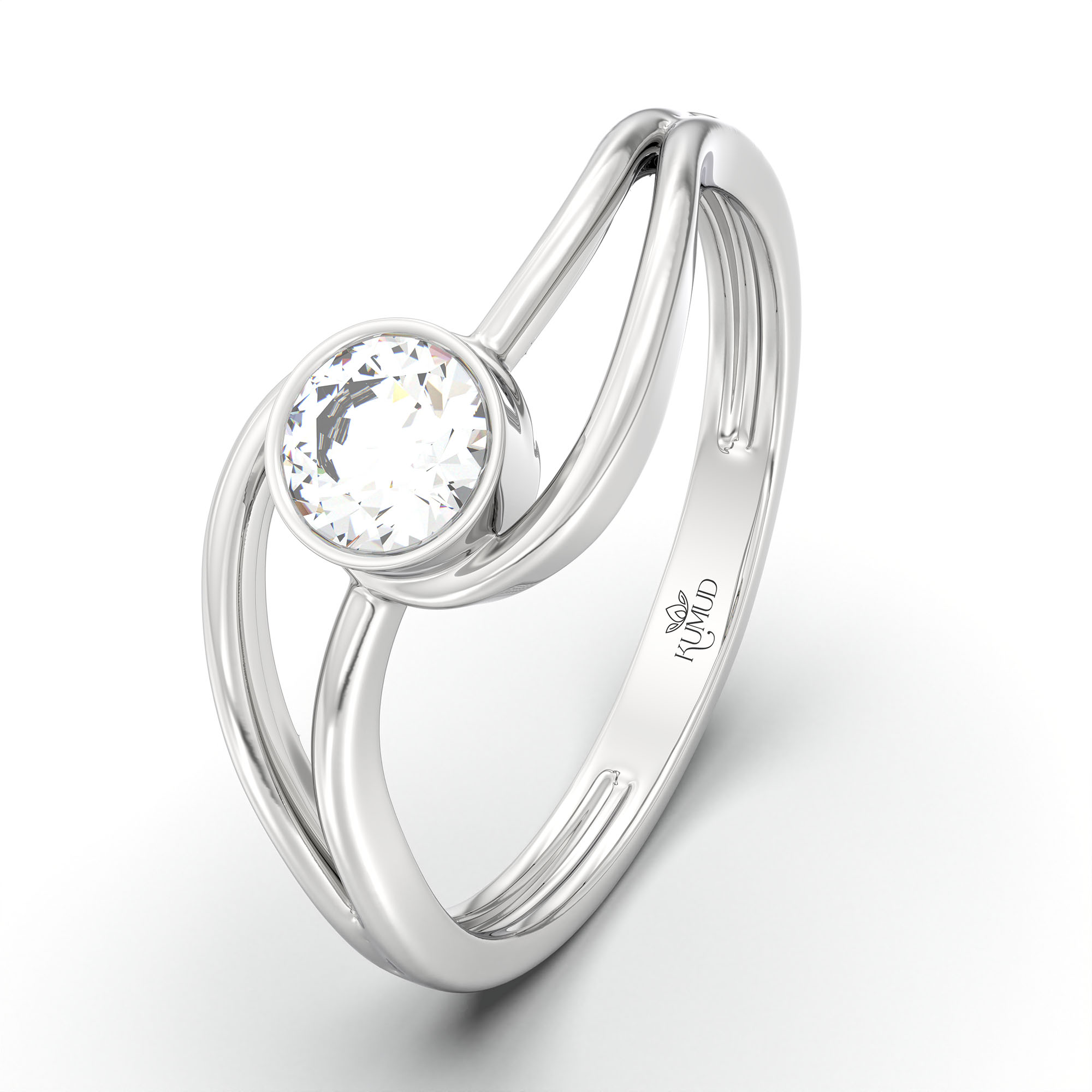 Lab-Grown Diamond Solitaire Ring for Women in 18K White Gold – 0.25 Ct Round, 3 g (Design K10-18-BBZAA) thumbnail