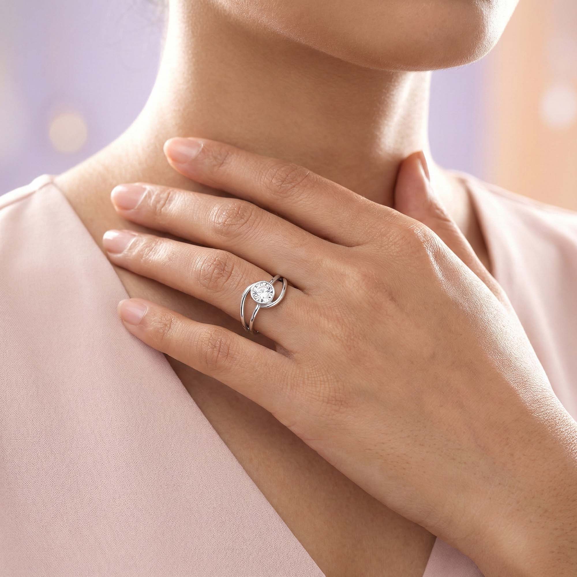 Lab-Grown Diamond Solitaire Ring for Women in 18K White Gold – 0.25 Ct Round, 3 g (Design K10-18-BBZAA) thumbnail