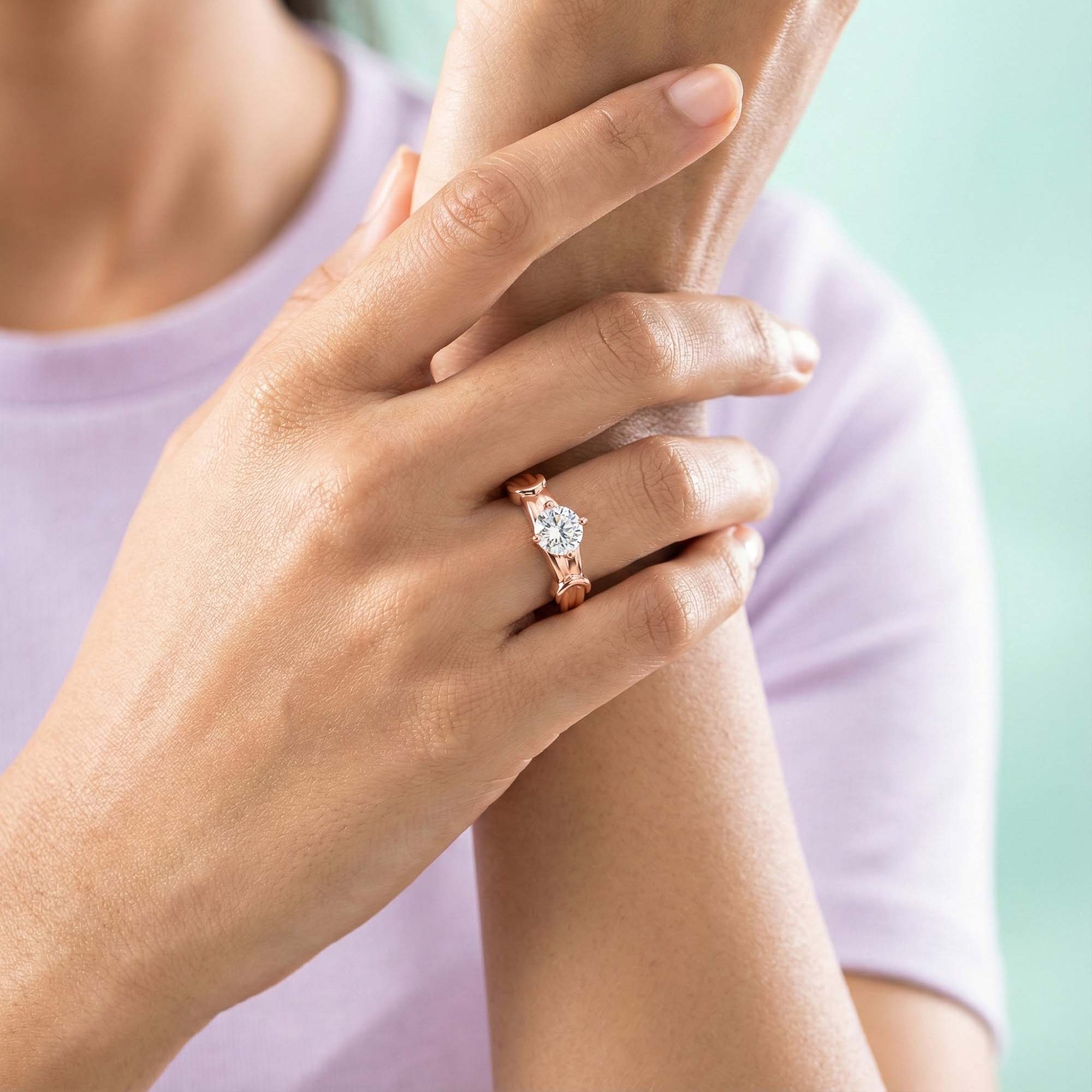 Lab-Grown Diamond Solitaire Ring for Women in 18K Rose Gold – 0.25 Ct Round, 3 g (Design K10-19-APGAA) thumbnail