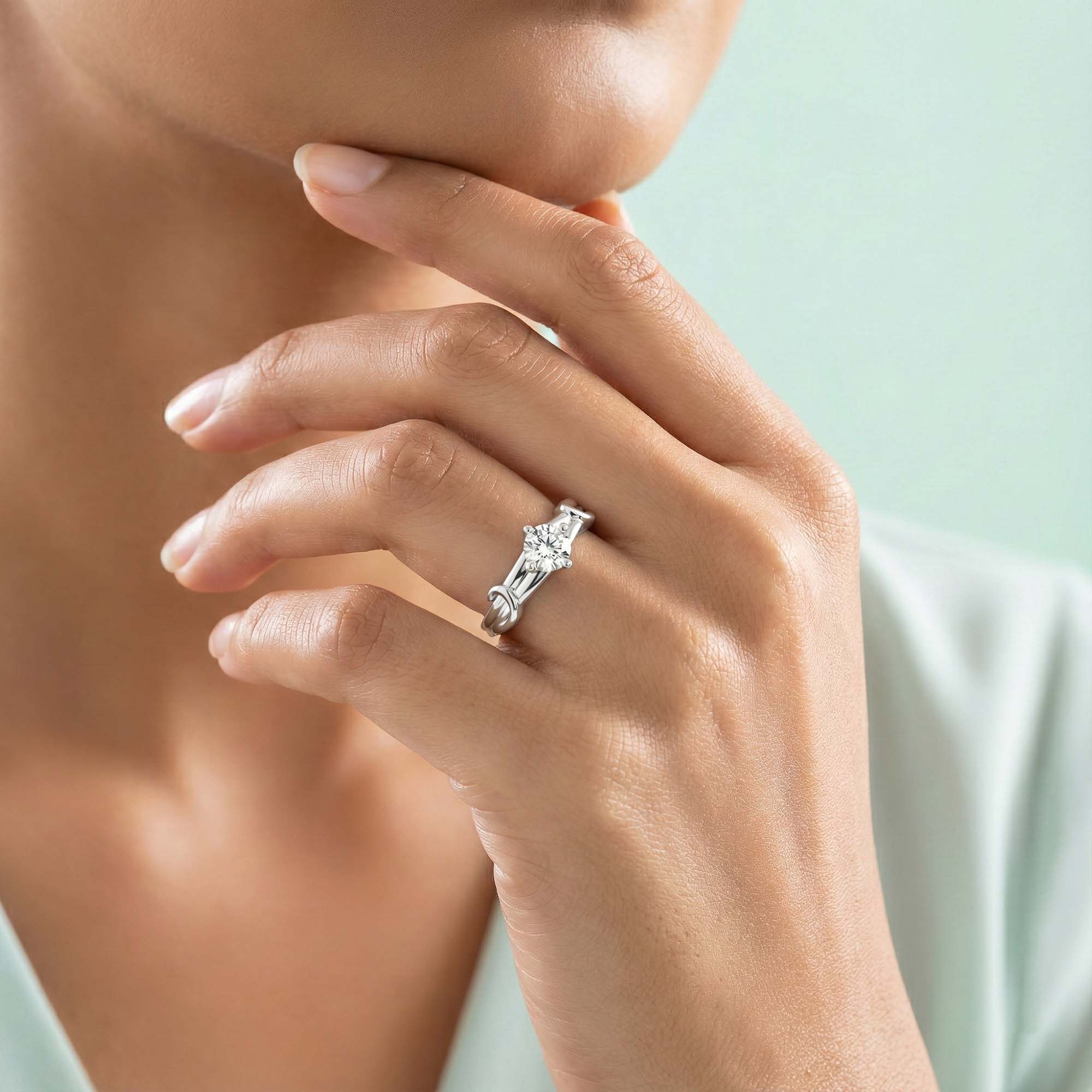 Lab-Grown Diamond Solitaire Ring for Women in 18K White Gold – 0.25 Ct Round, 3 g (Design K10-19-APGAA) thumbnail