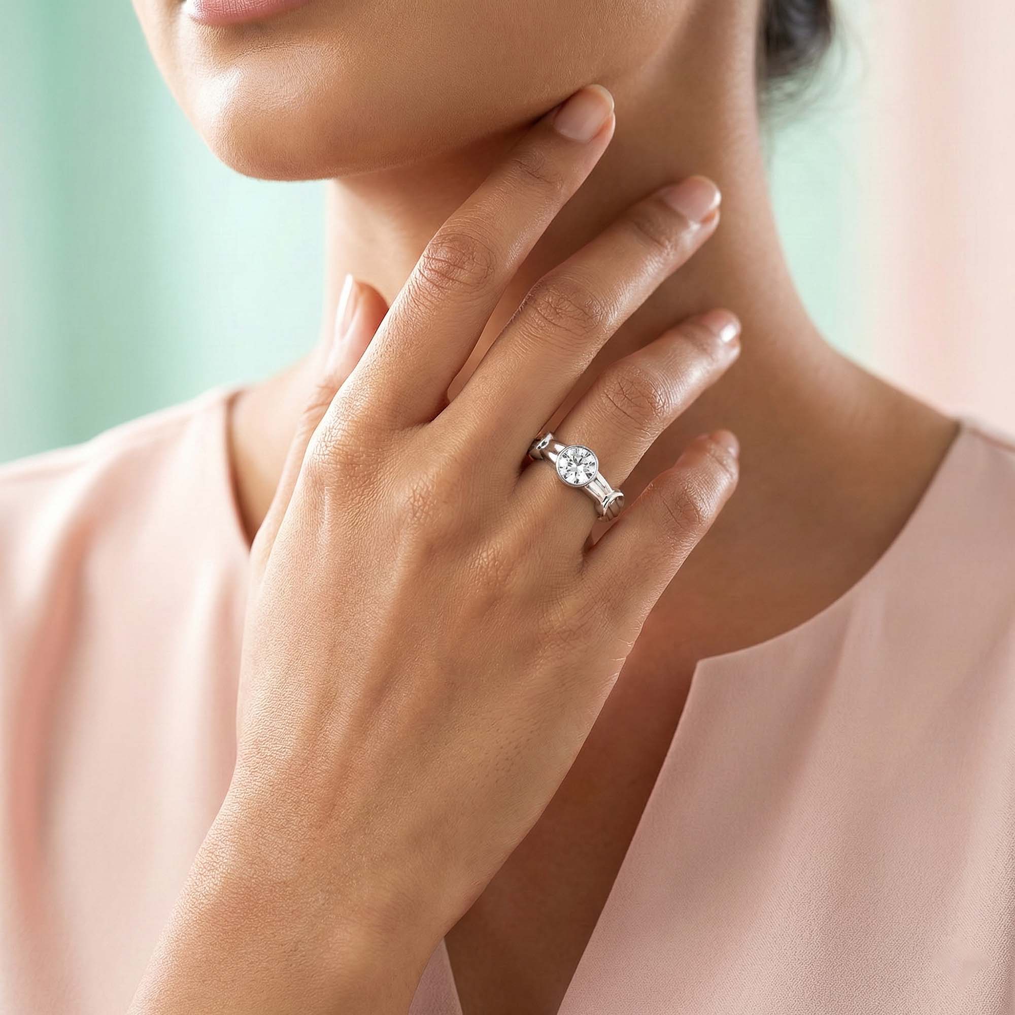 Lab-Grown Diamond Solitaire Ring for Women in 18K White Gold – 0.25 Ct Round, 3 g (Design K10-19-BBZAA) thumbnail