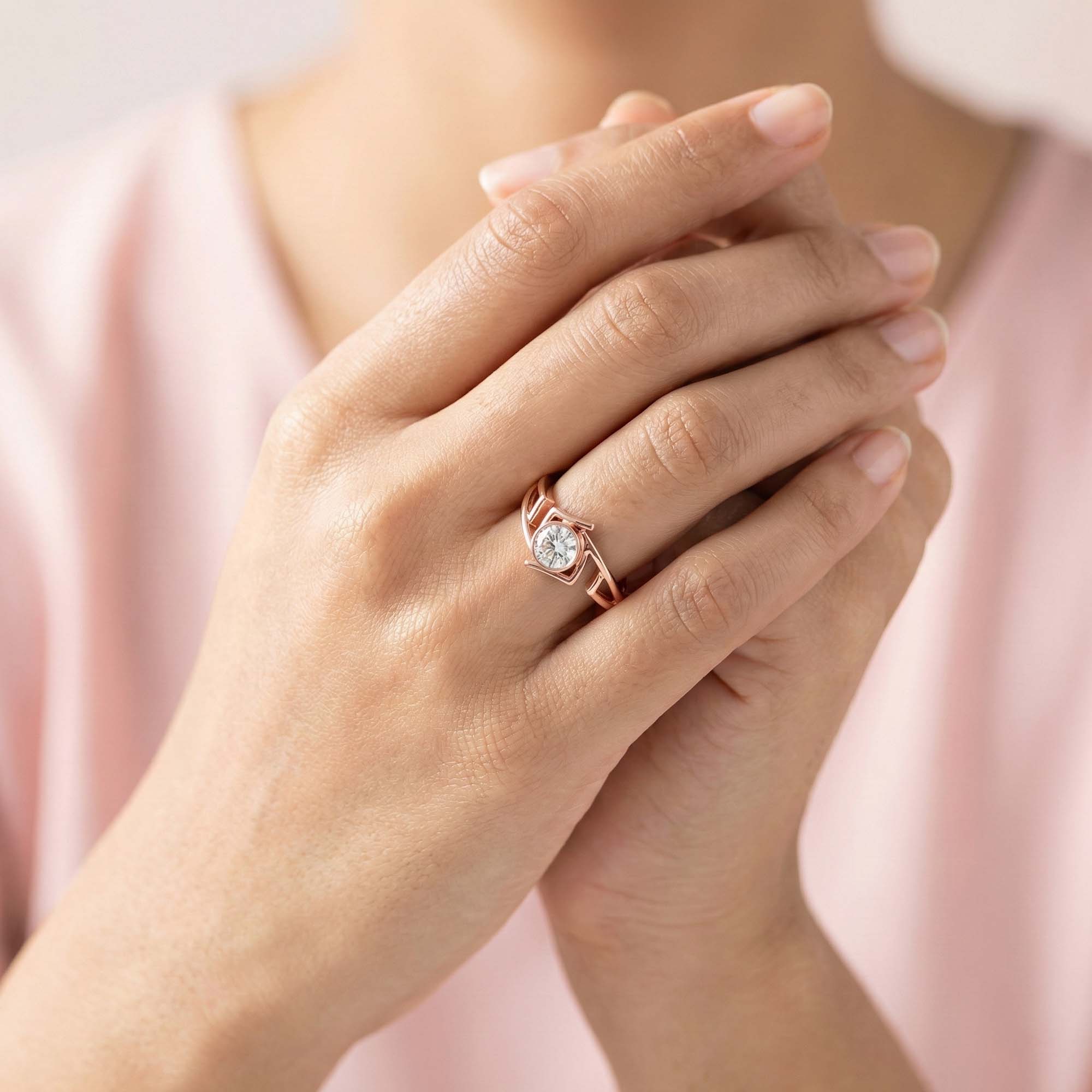 Lab-Grown Diamond Solitaire Ring for Women in 18K Rose Gold – 0.25 Ct Round, 3 g (Design K10-22-BBZAA) thumbnail