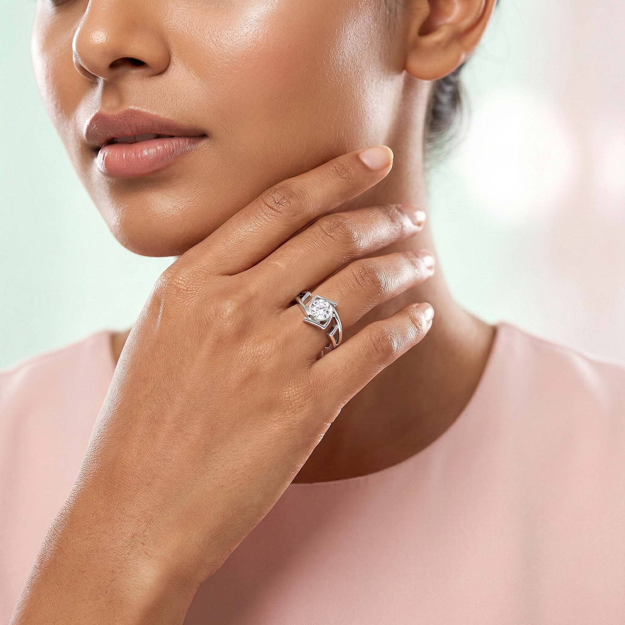 Lab-Grown Diamond Solitaire Ring for Women in 18K White Gold – 0.25 Ct Round, 3 g (Design K10-22-BBZAA) thumbnail