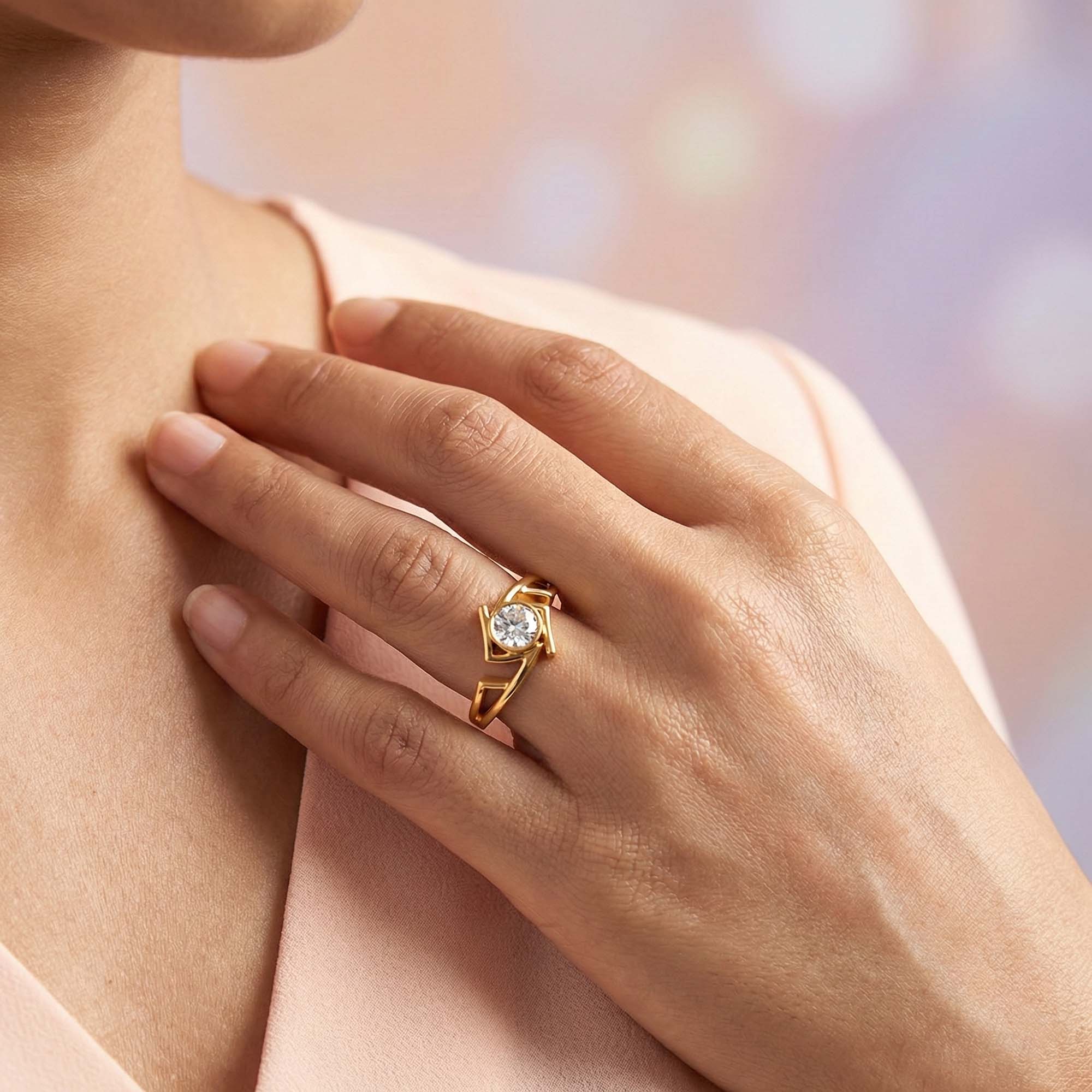 Lab-Grown Diamond Solitaire Ring for Women in 22K Yellow Gold – 0.25 Ct Round, 3 g (Design K10-22-BBZAA) thumbnail
