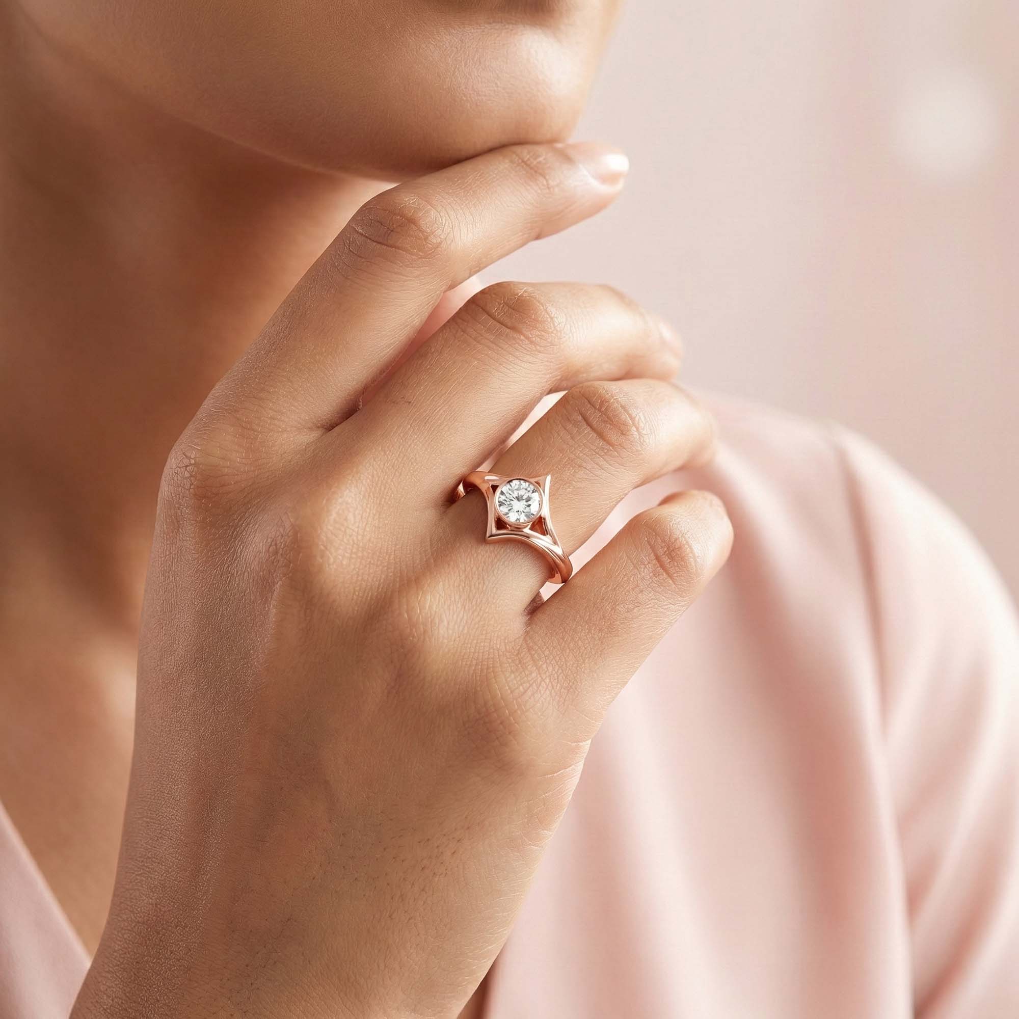 Lab-Grown Diamond Solitaire Ring for Women in 18K Rose Gold – 0.25 Ct Round, 3 g (Design K10-23-BBZAA) thumbnail