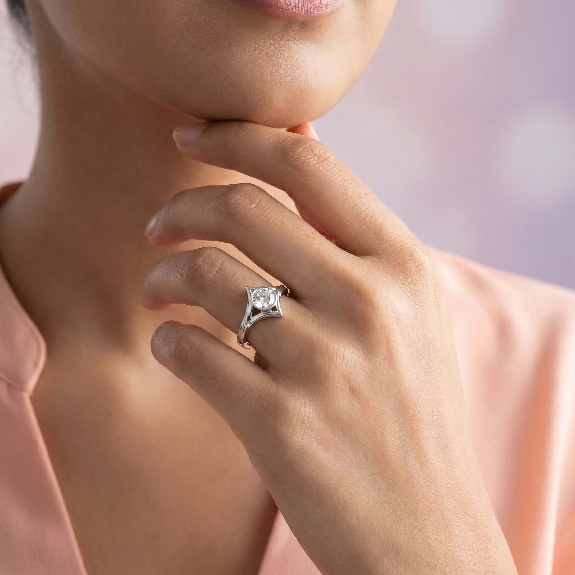 Lab-Grown Diamond Solitaire Ring for Women in 18K White Gold – 0.25 Ct Round, 3 g (Design K10-23-BBZAA) thumbnail