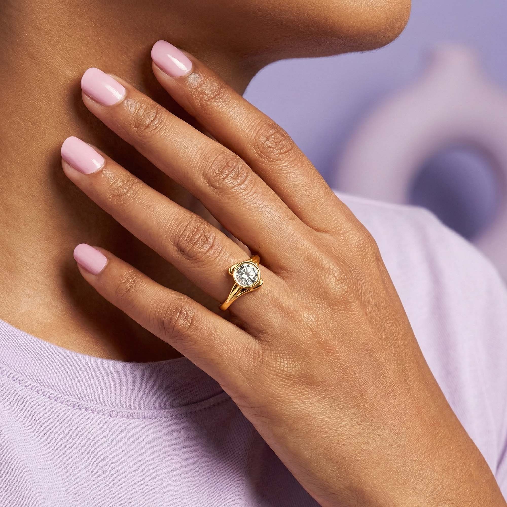Lab-Grown Diamond Solitaire Ring for Women in 22K Yellow Gold – 0.25 Ct Round, 3 g (Design K10-24-BBZAA) thumbnail