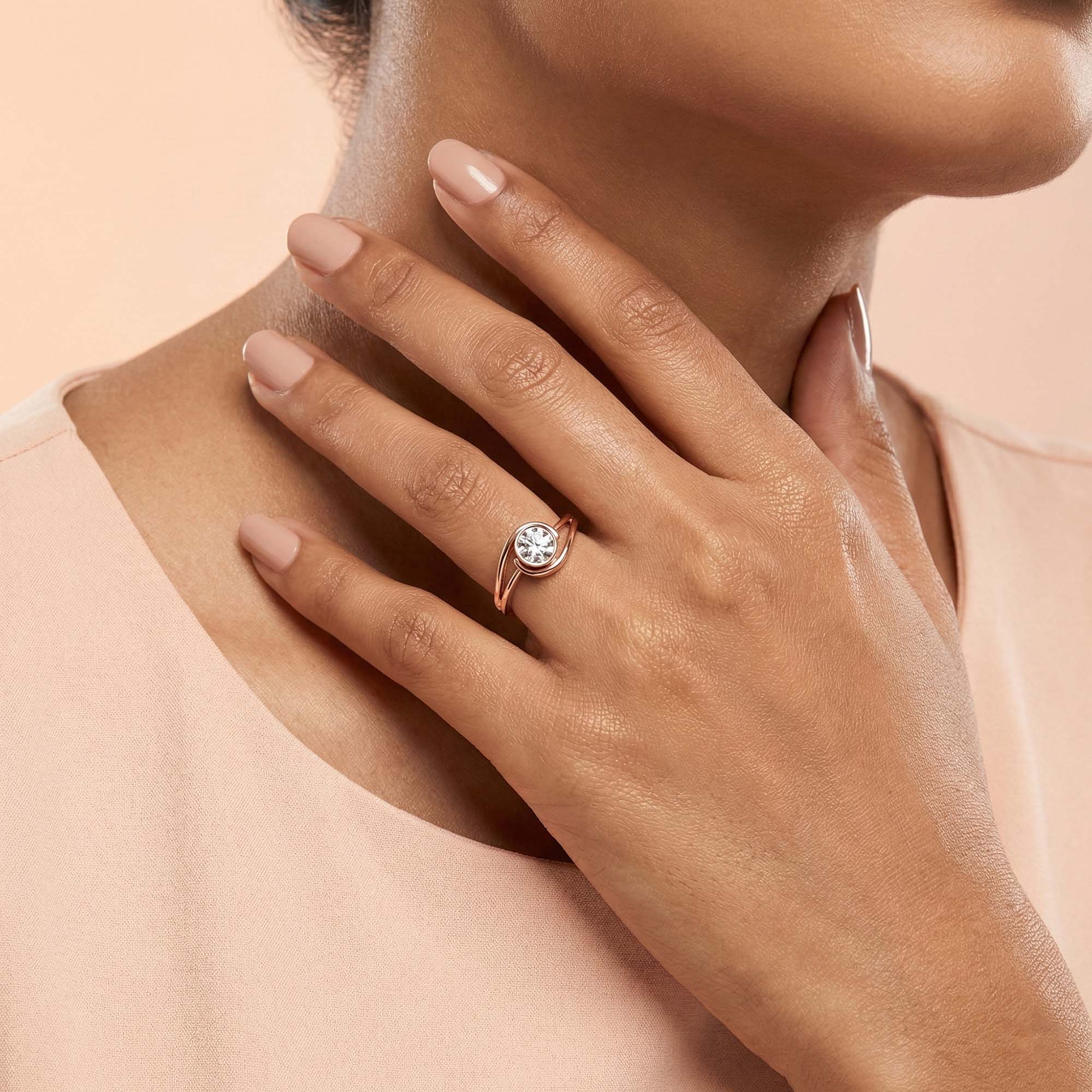 Lab-Grown Diamond Solitaire Ring for Women in 18K Rose Gold – 0.25 Ct Round, 3 g (Design K10-26-BBZAA) thumbnail
