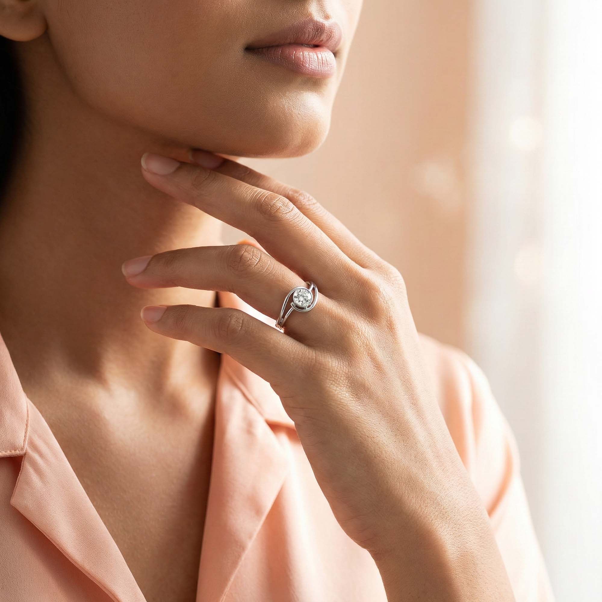 Lab-Grown Diamond Solitaire Ring for Women in 18K White Gold – 0.25 Ct Round, 3 g (Design K10-26-BBZAA) thumbnail
