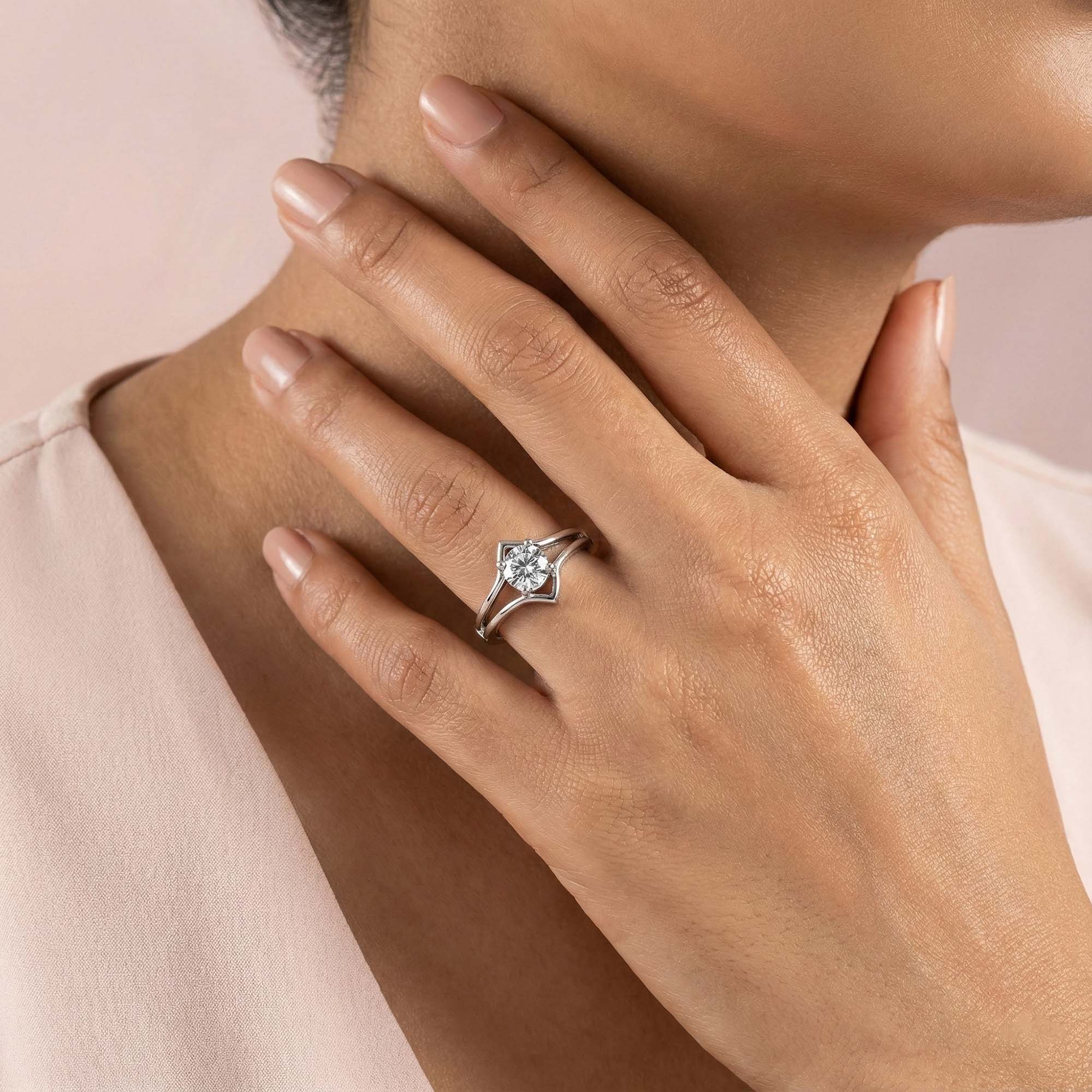 Lab-Grown Diamond Solitaire Ring for Women in 18K White Gold – 0.25 Ct Round, 3 g (Design K10-27-APGAA) thumbnail