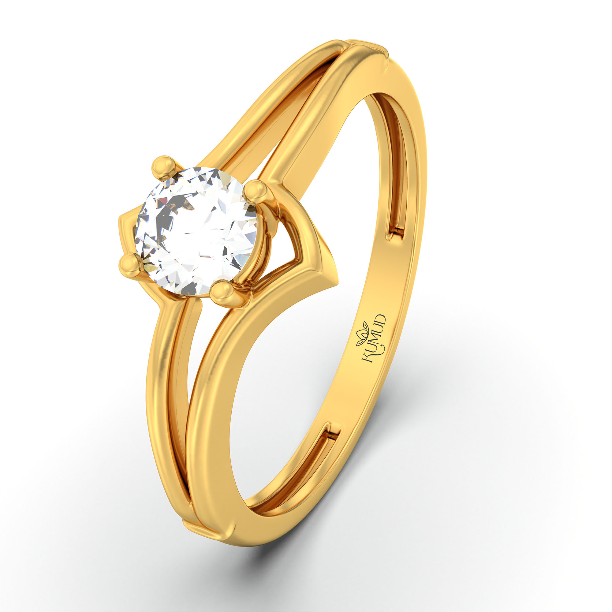 Lab-Grown Diamond Solitaire Ring for Women in 22K Yellow Gold – 0.25 Ct Round, 3 g (Design K10-27-APGAA) thumbnail