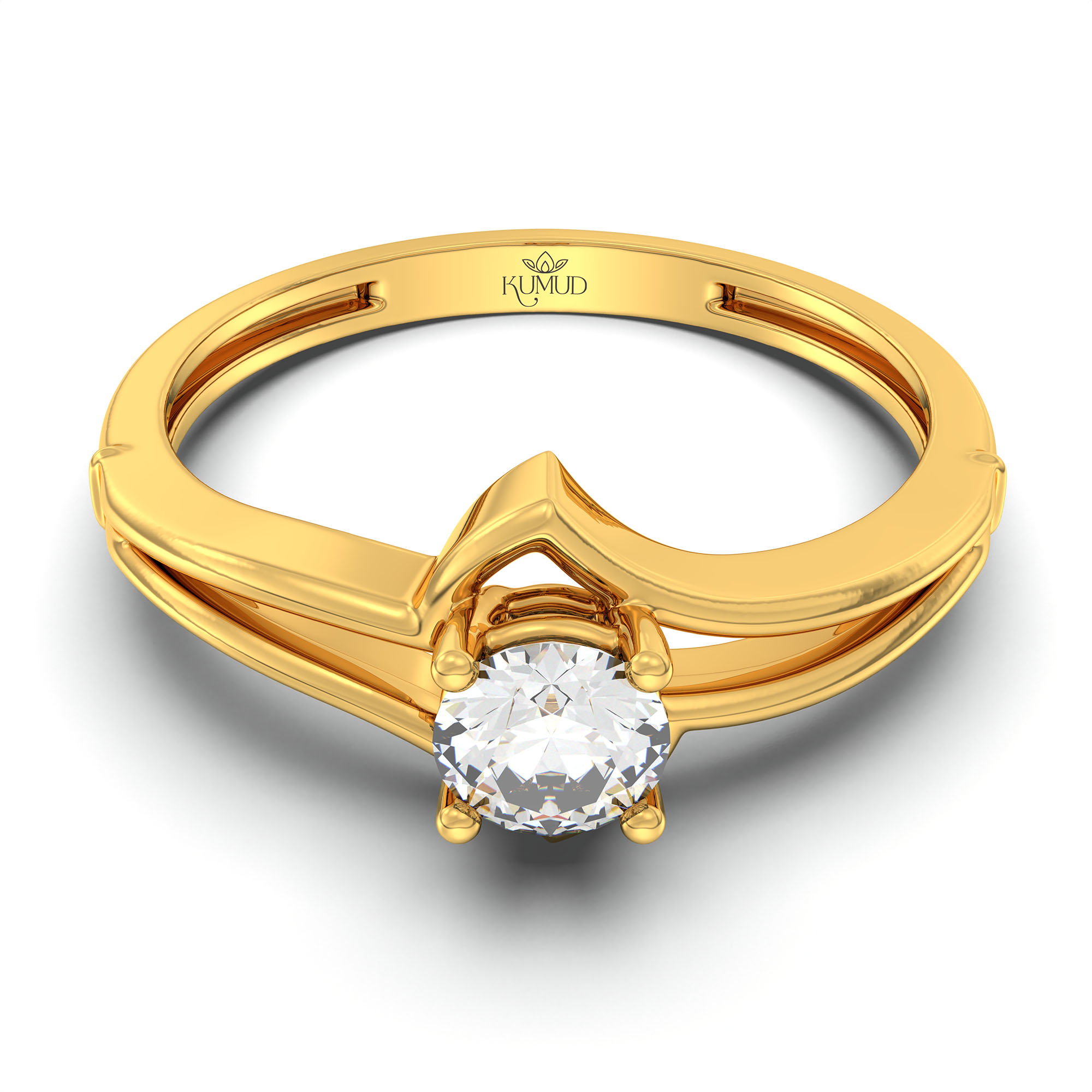 Lab-Grown Diamond Solitaire Ring for Women in 22K Yellow Gold – 0.25 Ct Round, 3 g (Design K10-27-APGAA) thumbnail