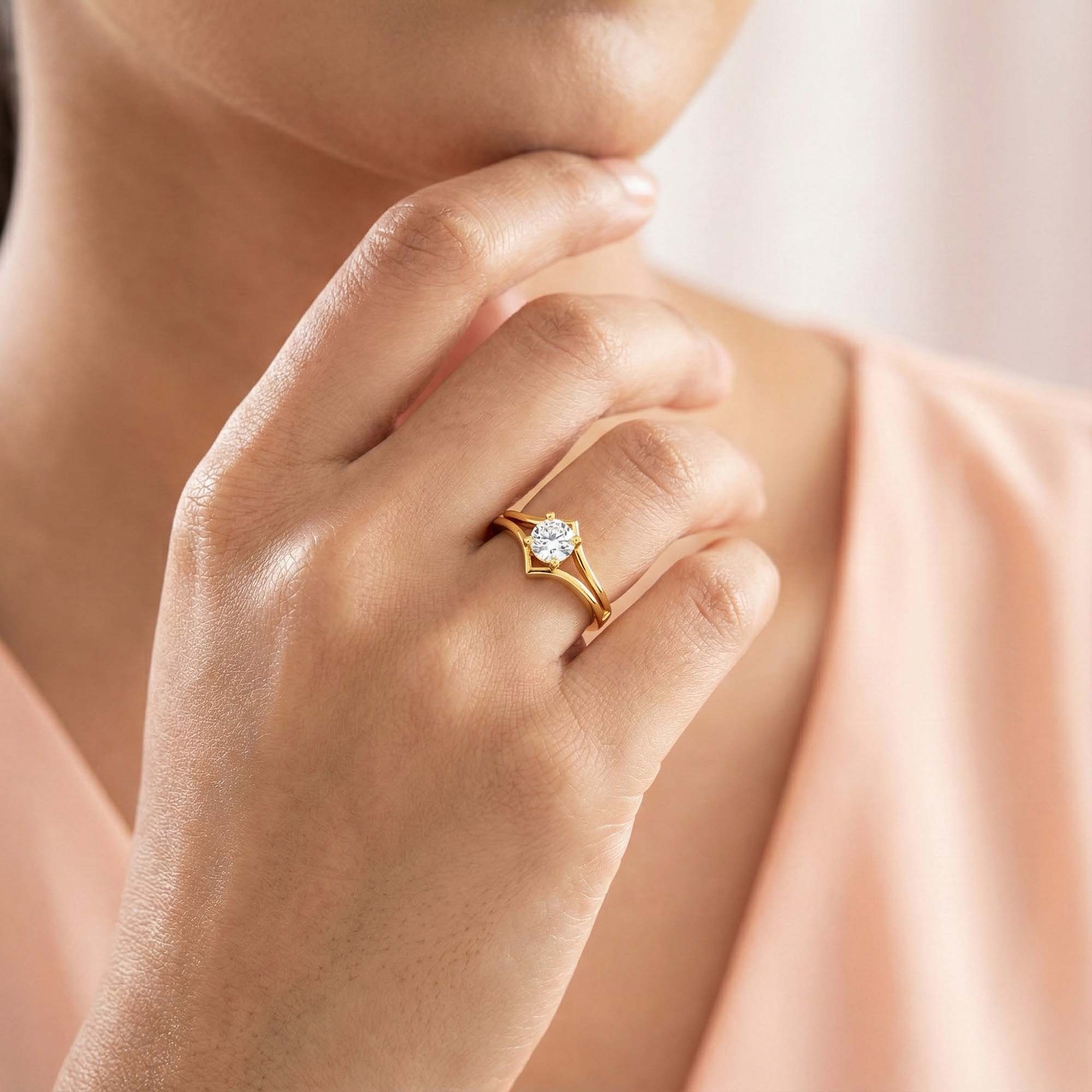 Lab-Grown Diamond Solitaire Ring for Women in 22K Yellow Gold – 0.25 Ct Round, 3 g (Design K10-27-APGAA) thumbnail