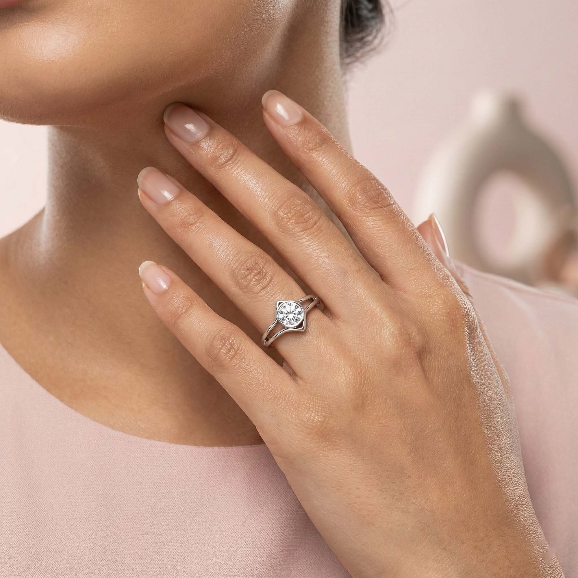 Lab-Grown Diamond Solitaire Ring for Women in 18K White Gold – 0.25 Ct Round, 3 g (Design K10-27-BBZAA) thumbnail