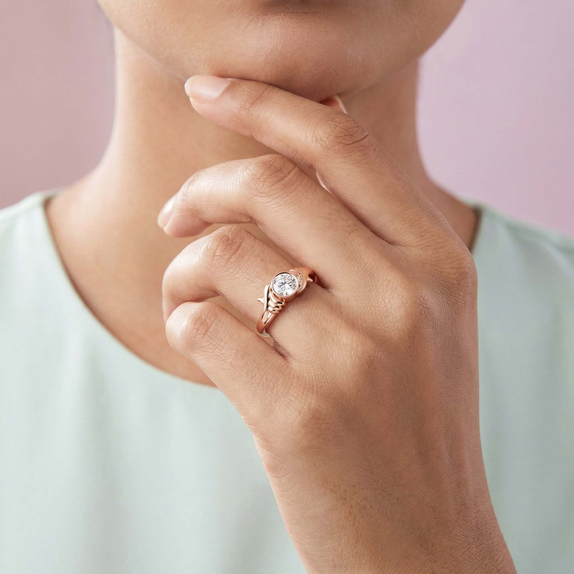 Lab-Grown Diamond Solitaire Ring for Women in 18K Rose Gold – 0.25 Ct Round, 3 g (Design K10-28-BBZAA) thumbnail