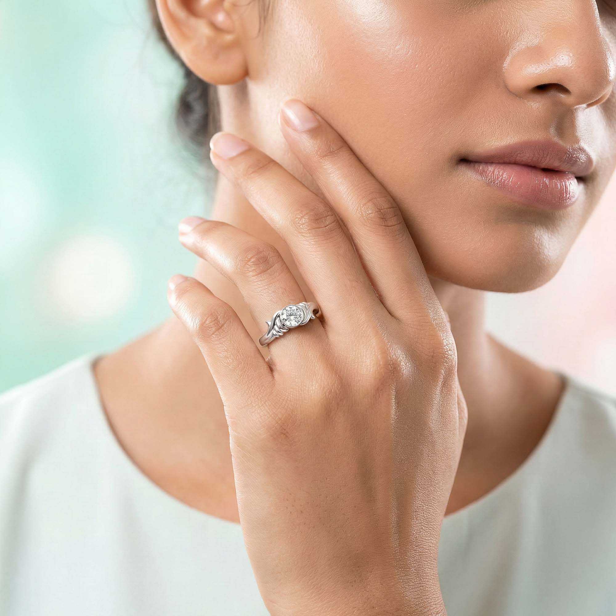 Lab-Grown Diamond Solitaire Ring for Women in 18K White Gold – 0.25 Ct Round, 3 g (Design K10-28-BBZAA) thumbnail