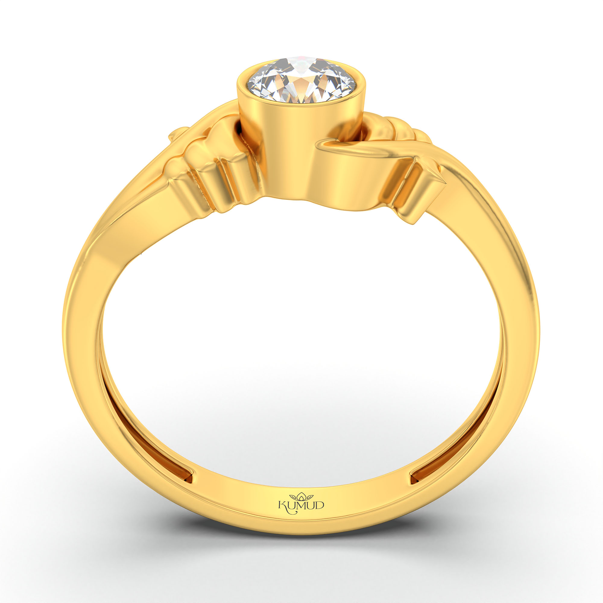 Lab-Grown Diamond Solitaire Ring for Women in 22K Yellow Gold – 0.25 Ct Round, 3 g (Design K10-28-BBZAA) thumbnail